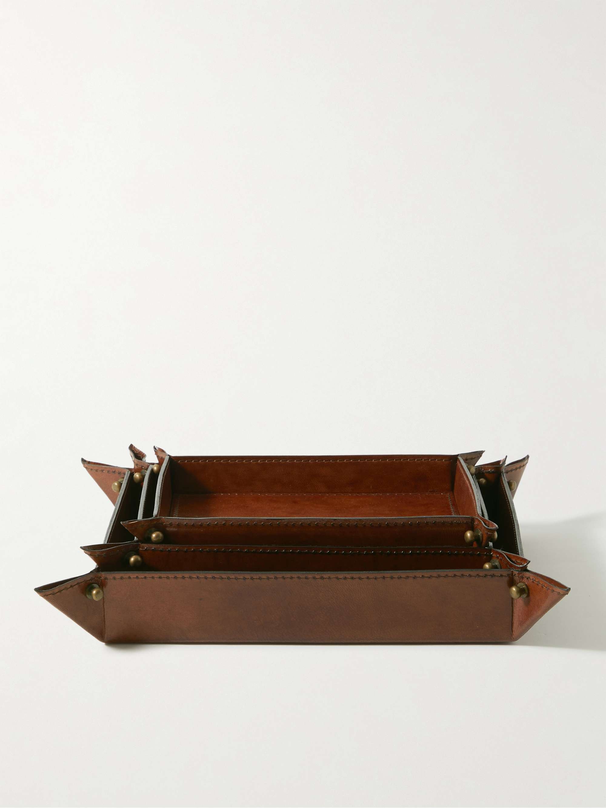 BEN SOLEIMANI Set of Three Leather Valet Trays