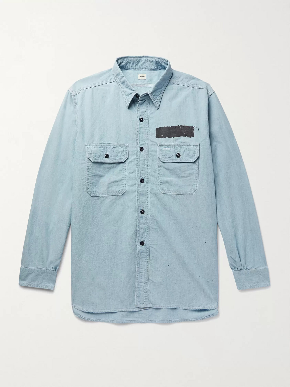 Chimala Paint-detailed Cotton-chambray Shirt In Blue