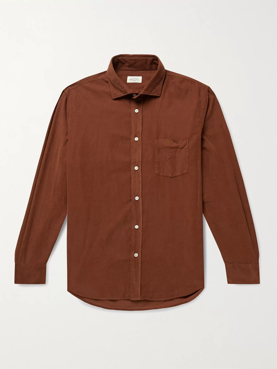 Hartford Paul Garment-dyed Cotton-corduroy Shirt In Brown