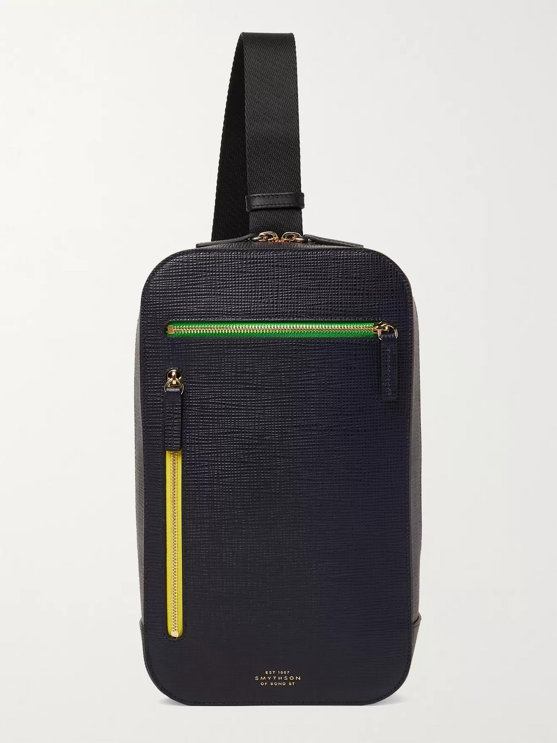 Smythson Cross-grain Leather Sling Backpack In Blue