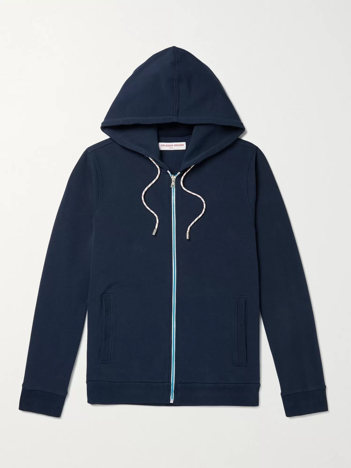 Orlebar Brown Mathers Contrast Zip Zip-thru Hooded Sweatshirt In Navy
