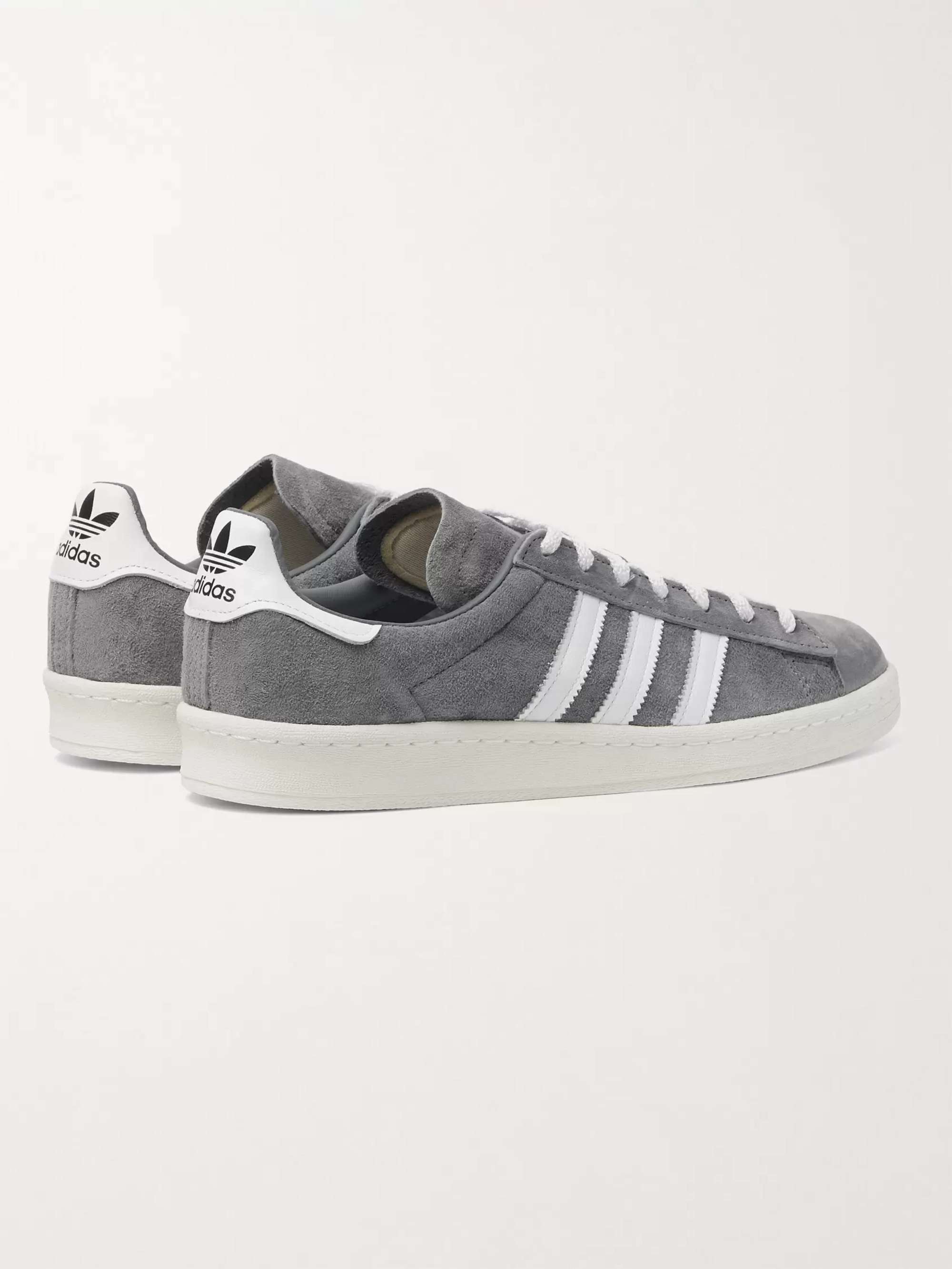 Gray Campus 80s Leather-Trimmed Suede Sneakers | ADIDAS MR