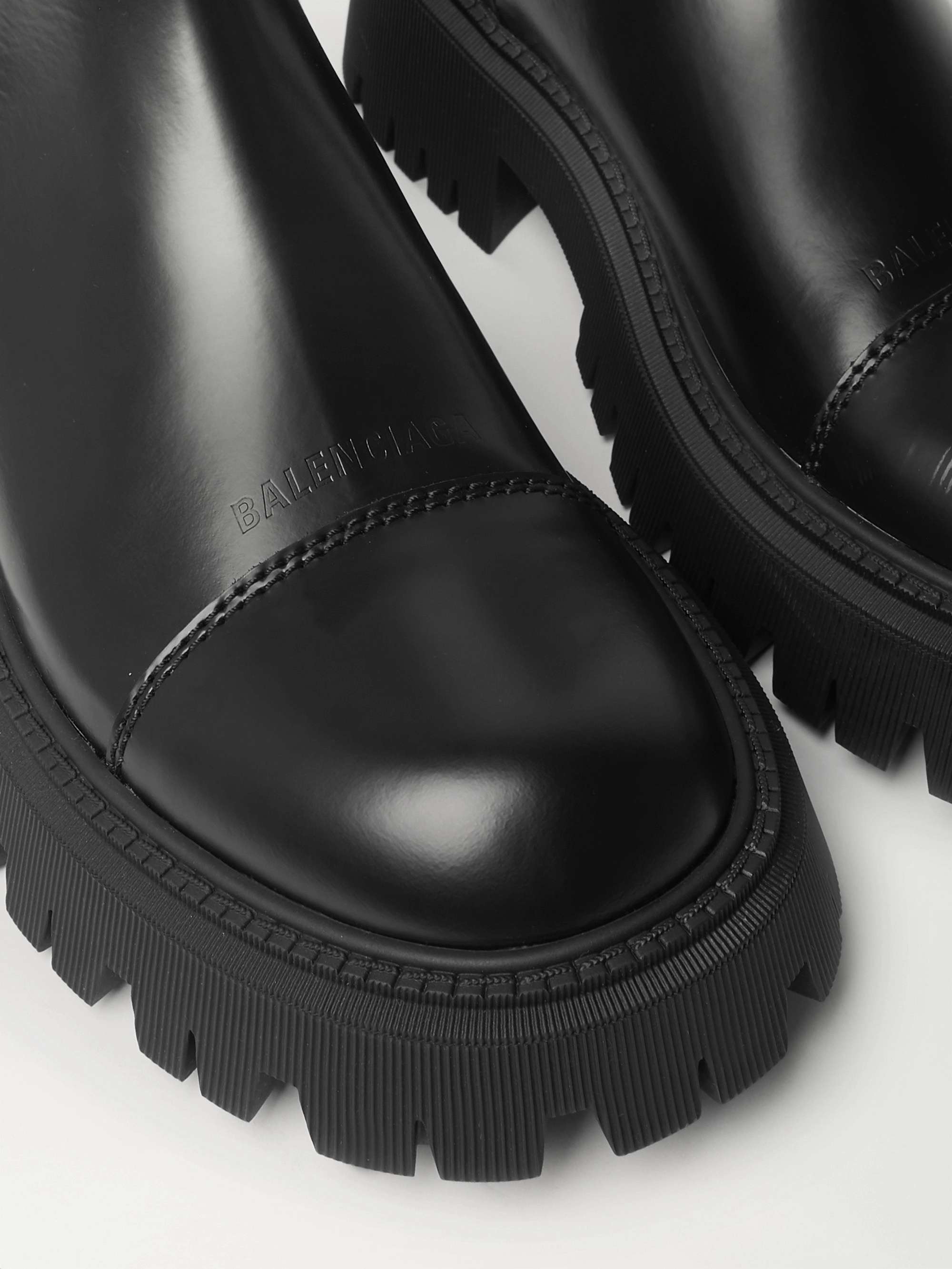 BALENCIAGA Tractor Logo-Debossed Leather Chelsea Boots