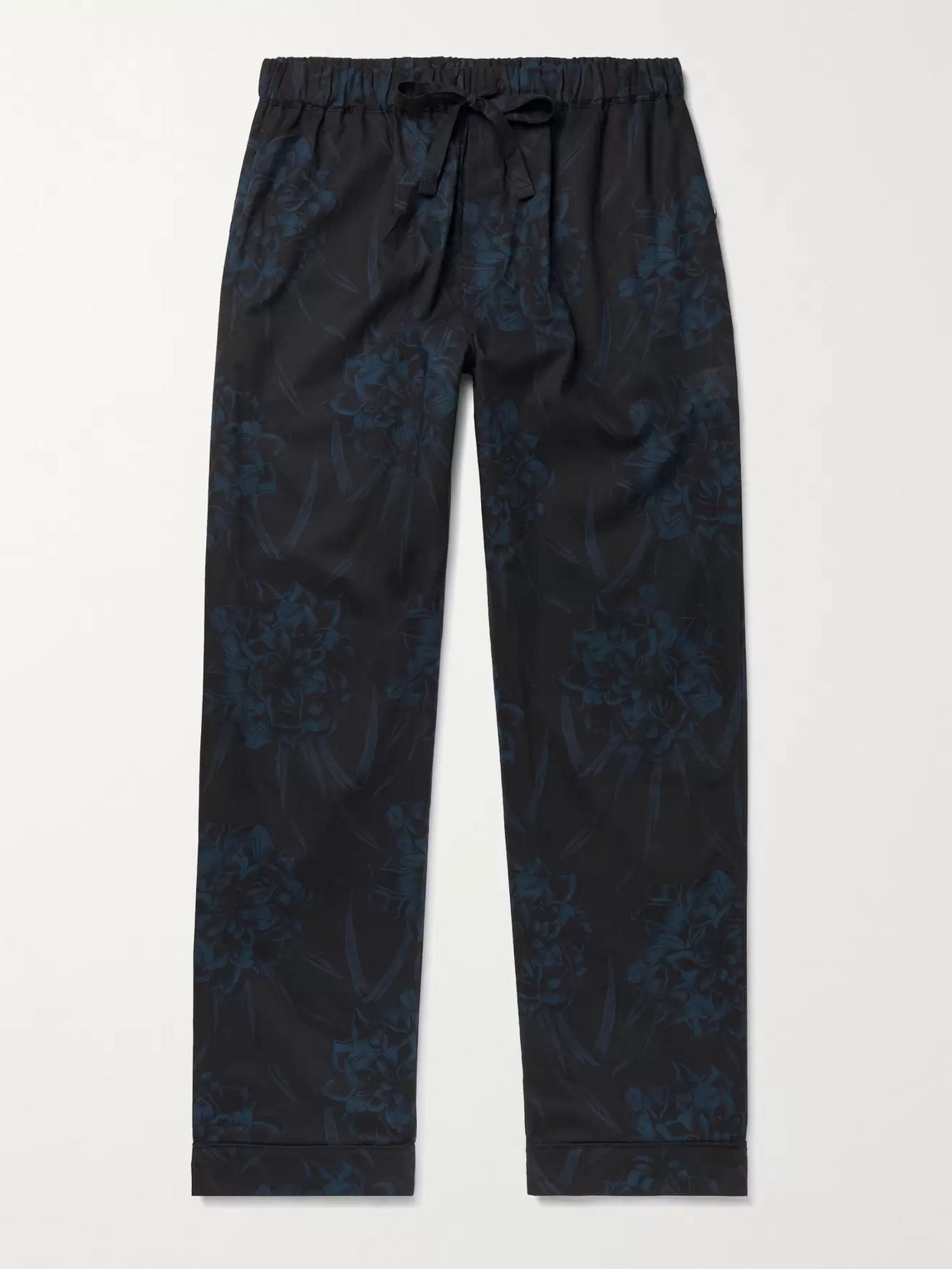 Desmond & Dempsey Printed Cotton Pyjama Trousers In Black
