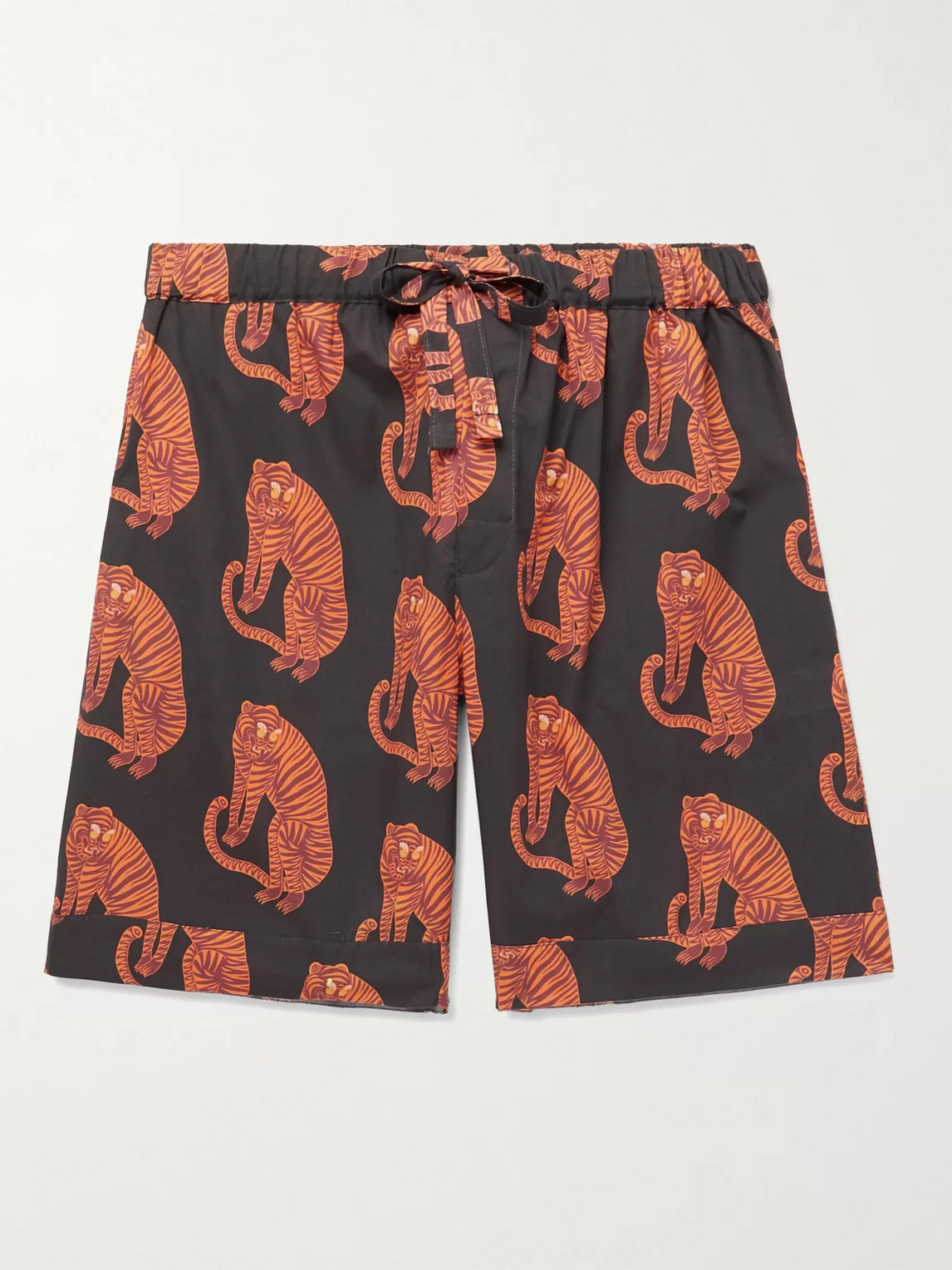 Desmond & Dempsey Printed Cotton Pyjama Shorts In Orange