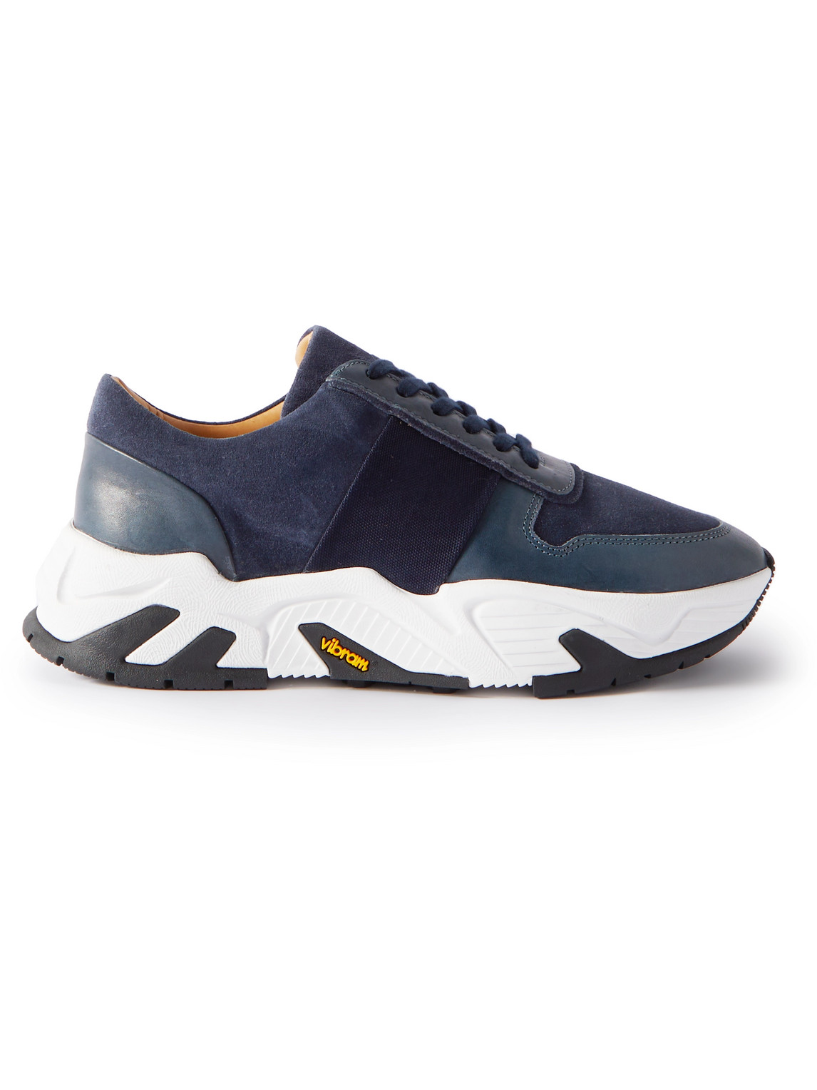 Mr P. Mesh And Leather-trimmed Regenerated Suede By Evolo® Sneakers In Blue