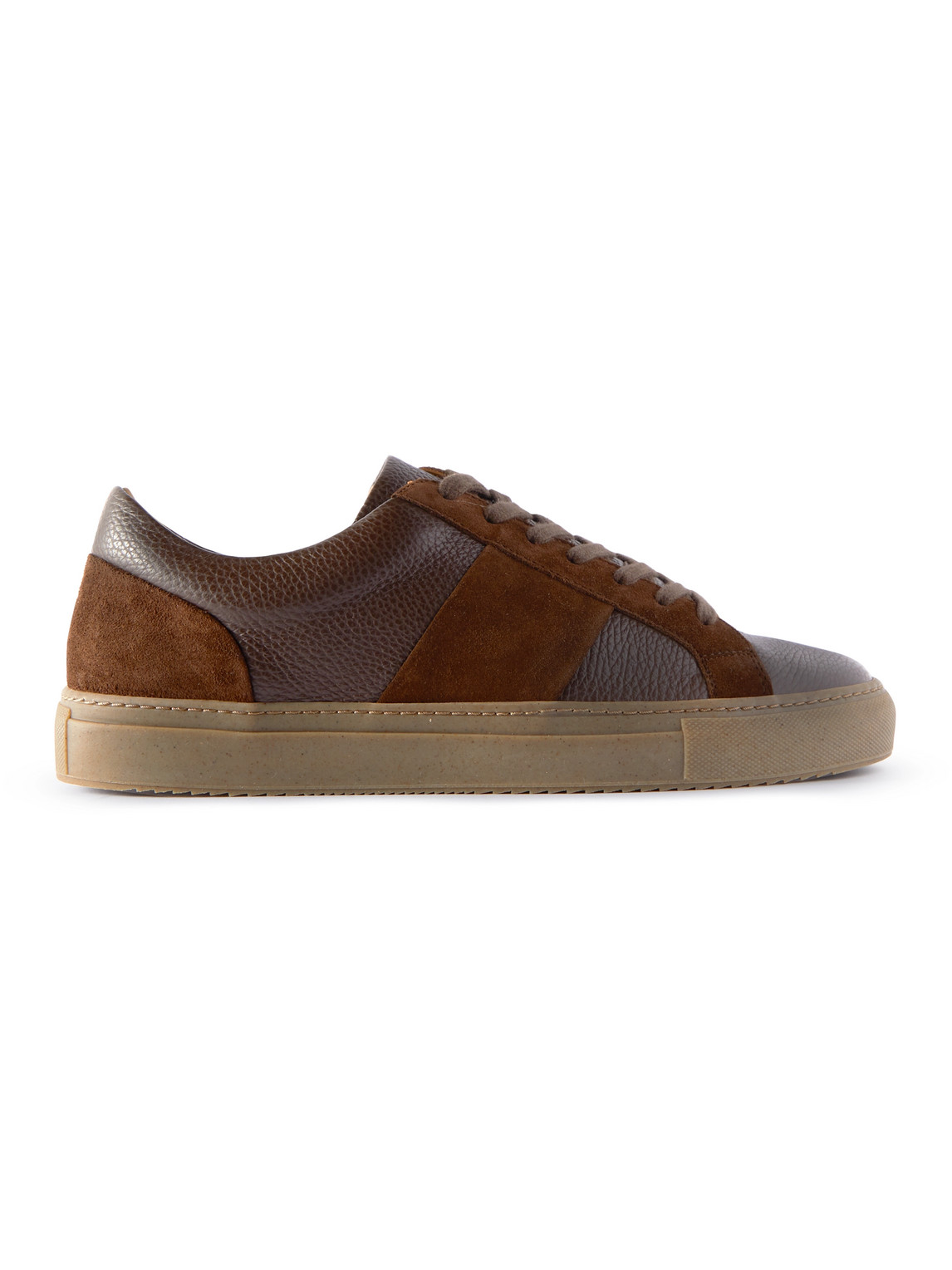 Mr P. Larry Regenerated Suede By Evolo® And Full-grain Leather Sneakers In Brown