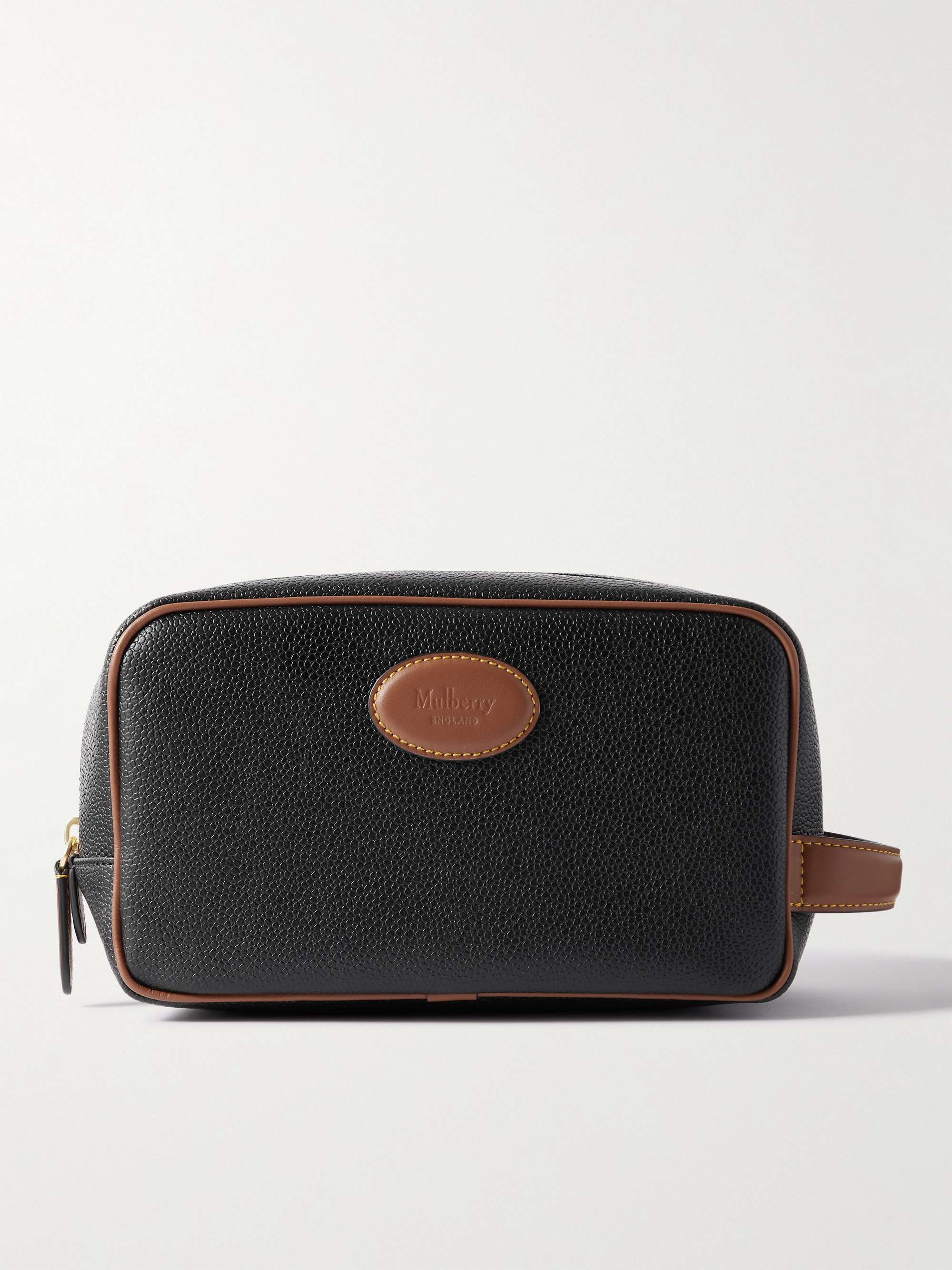 MULBERRY Logo-Embossed Leather-Trimmed Eco Scotchgrain Wash Bag