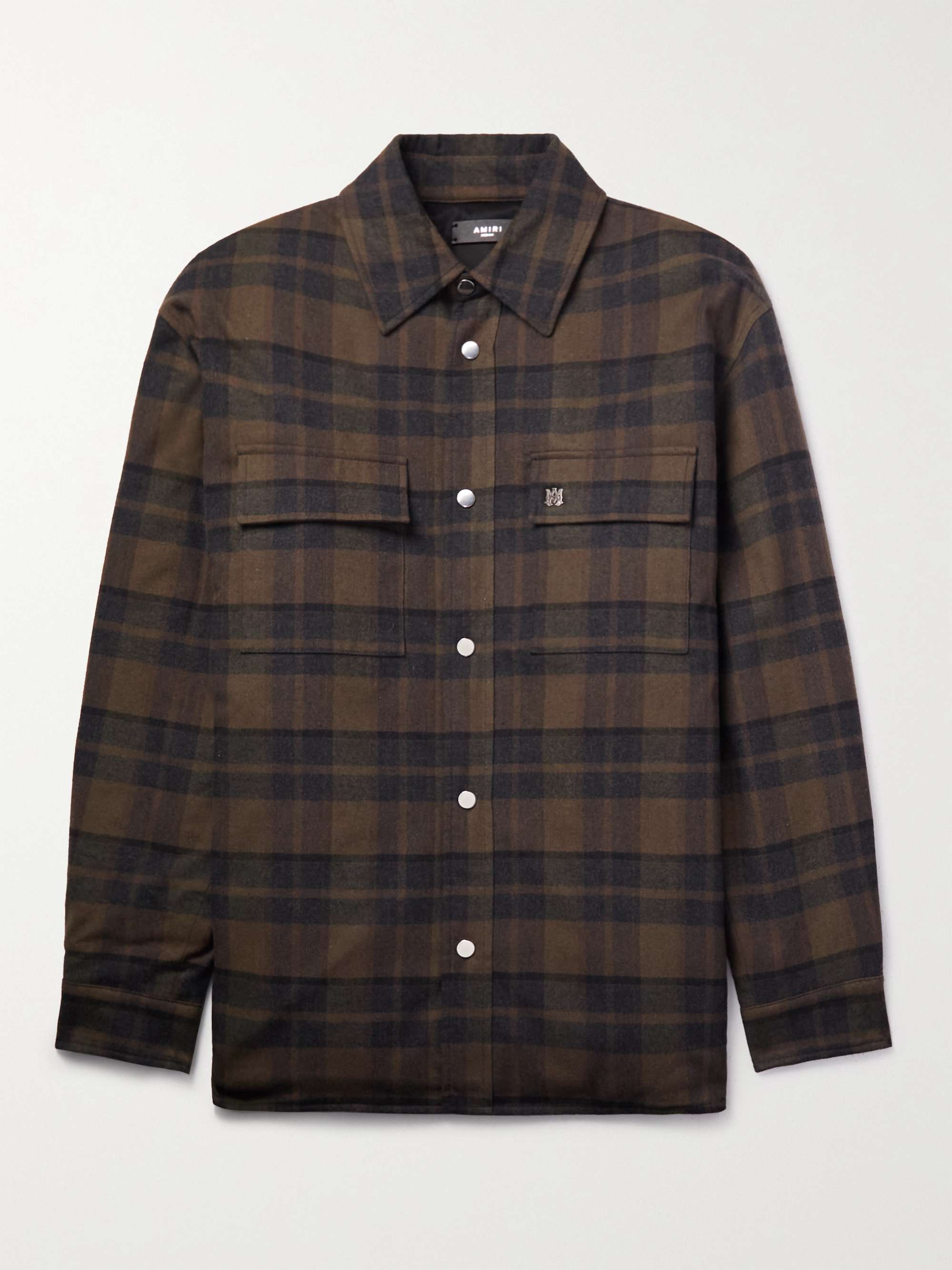 AMIRI Checked Padded Cotton-Blend Flannel Overshirt