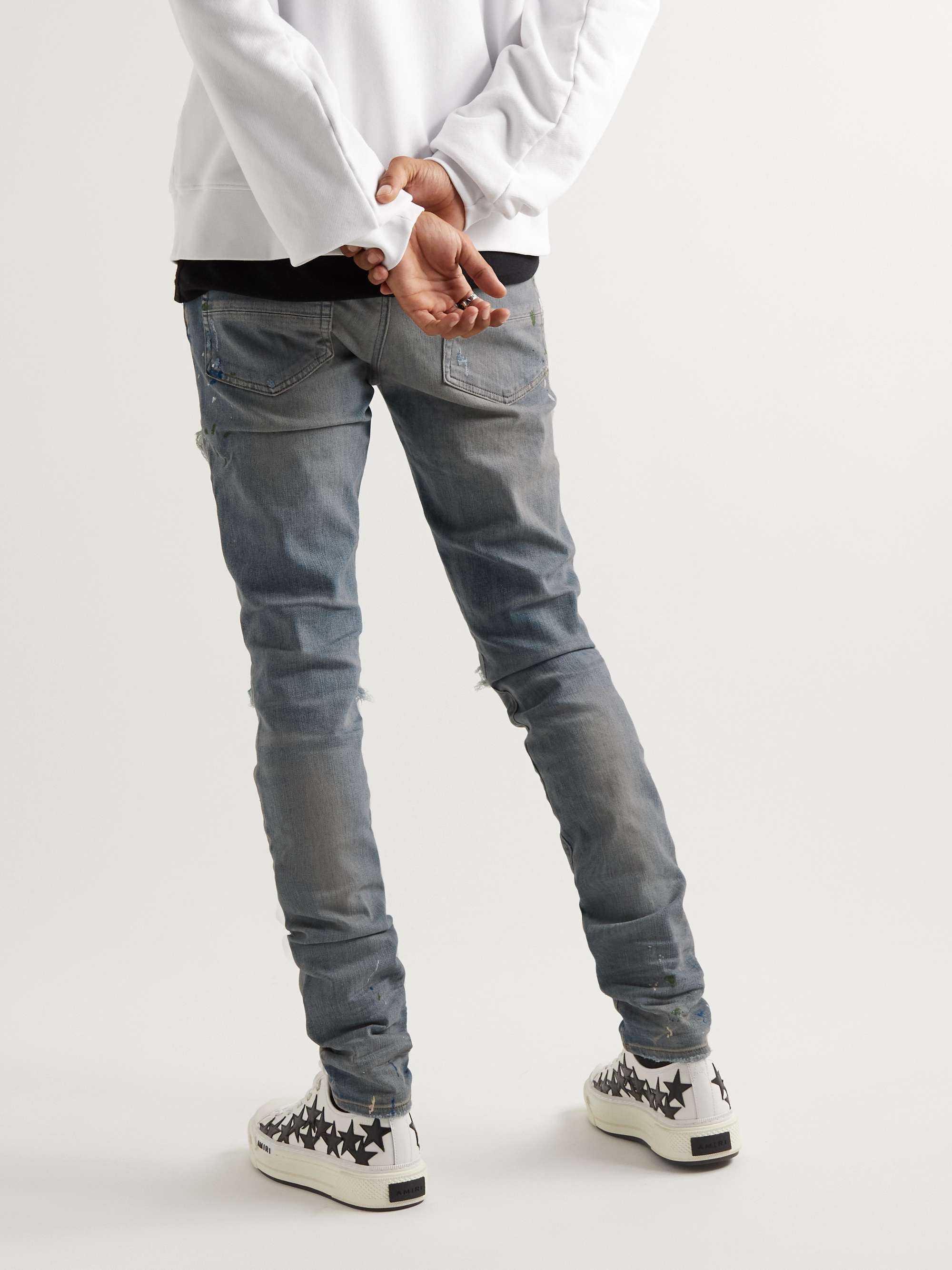AMIRI MX1 Skinny-Fit Paint-Splattered Panelled Distressed Jeans