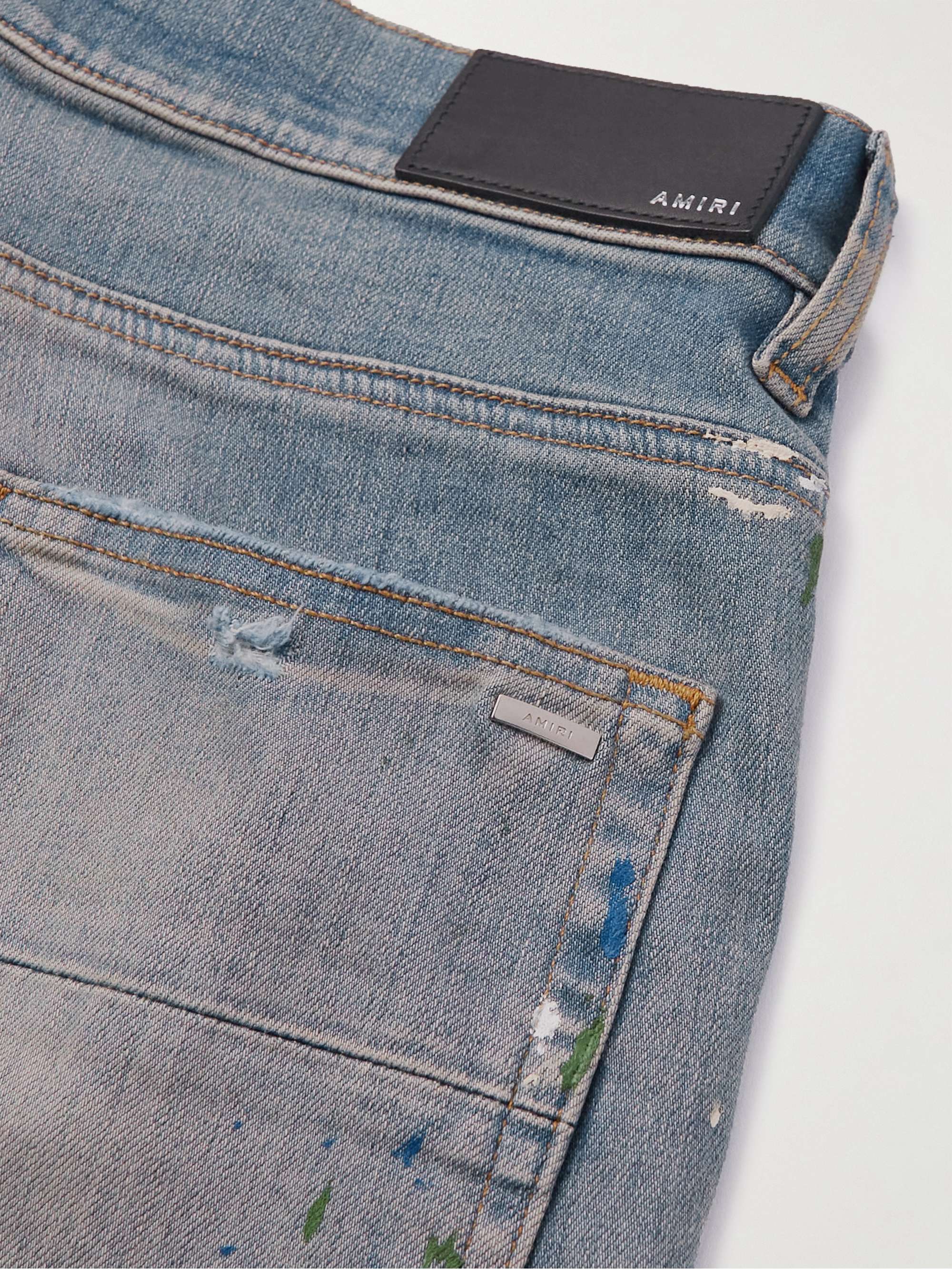 AMIRI MX1 Skinny-Fit Paint-Splattered Panelled Distressed Jeans