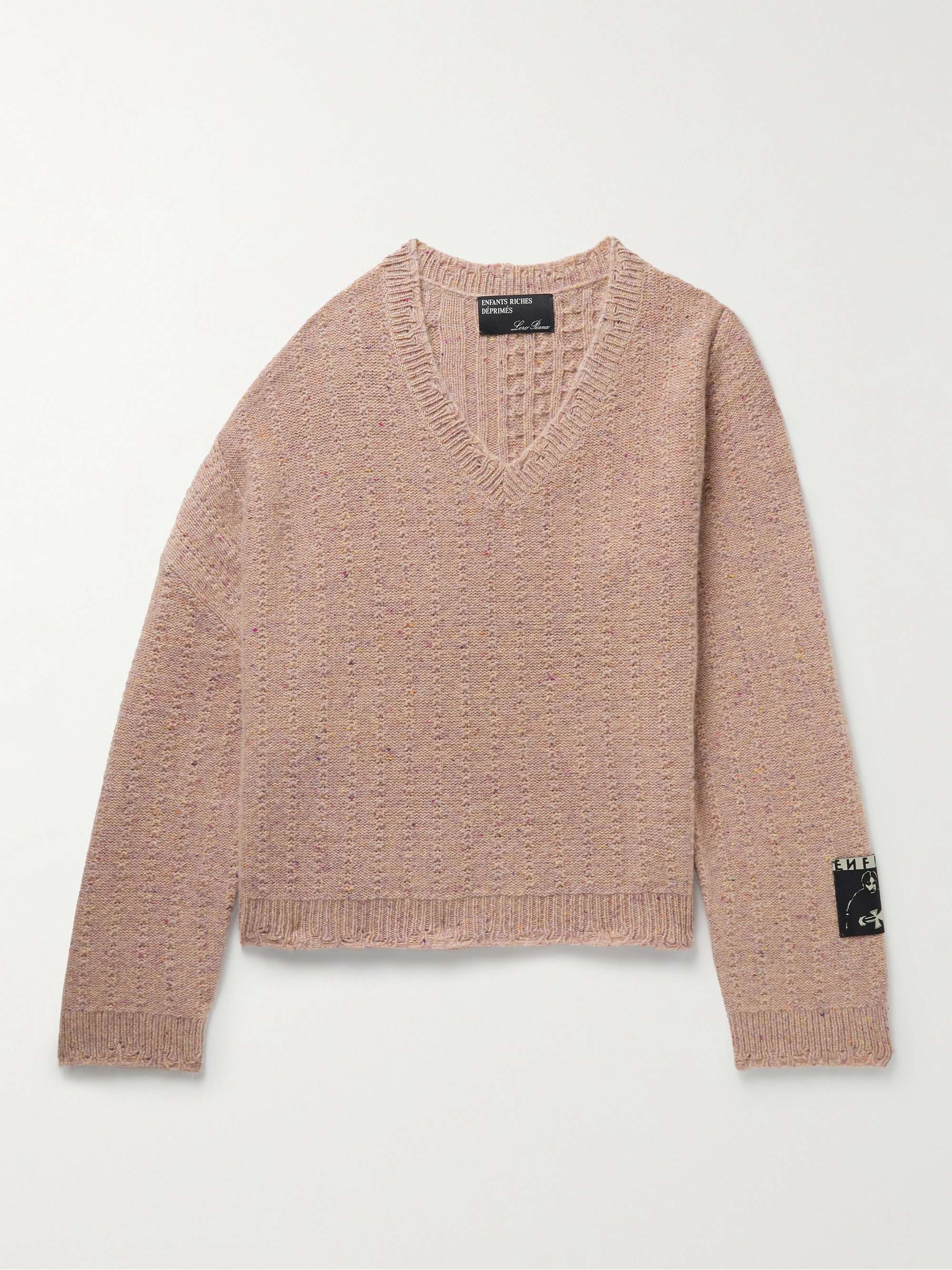 ENFANTS RICHES DÉPRIMÉS + Loro Piana Logo-Appliquéd Cable-Knit Cashmere Sweater