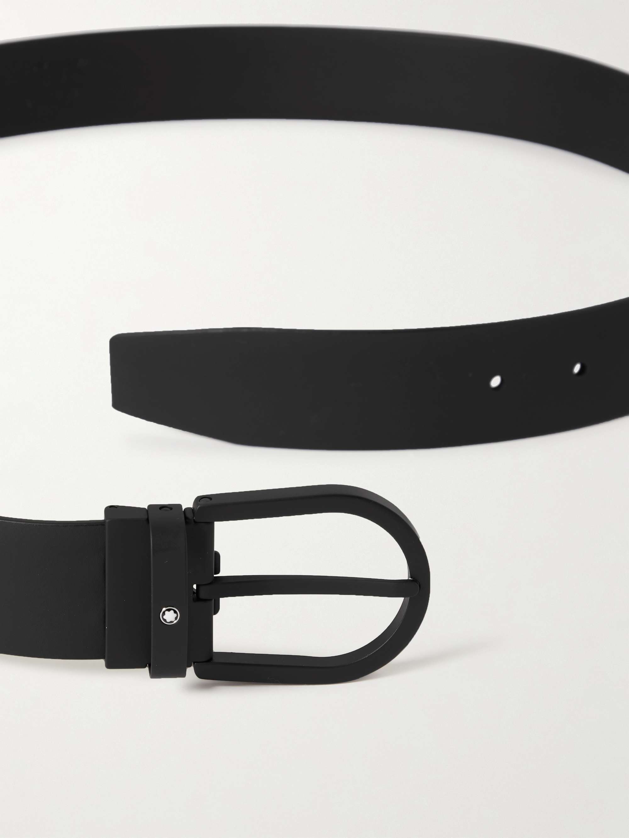 MONTBLANC 3.5cm Rubberised Leather Belt