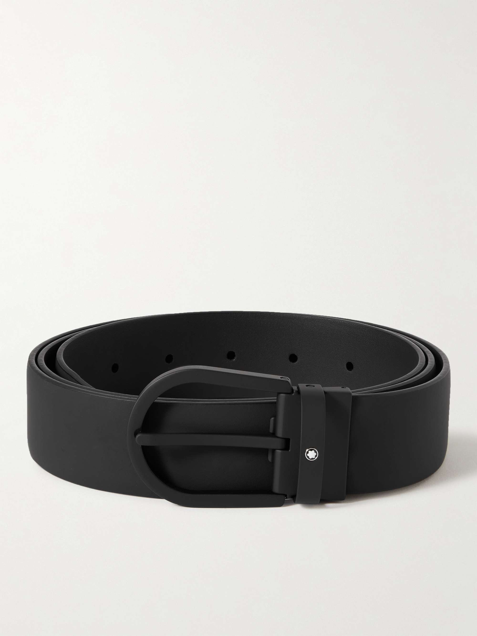 MONTBLANC 3.5cm Rubberised Leather Belt