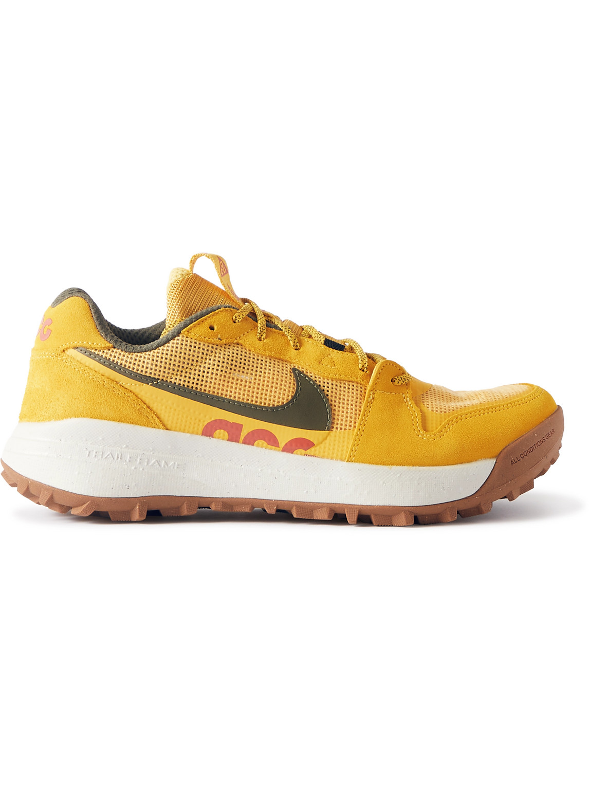 NIKE ACG LOWCATE LEATHER-TRIMMED MESH AND SUEDE SNEAKERS
