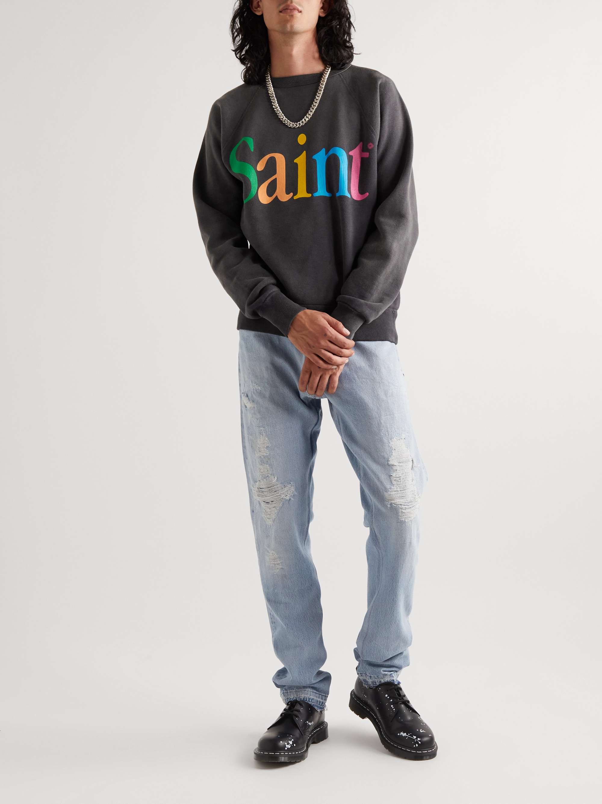 SAINT MXXXXXX Logo-Print Cotton-Jersey Sweatshirt