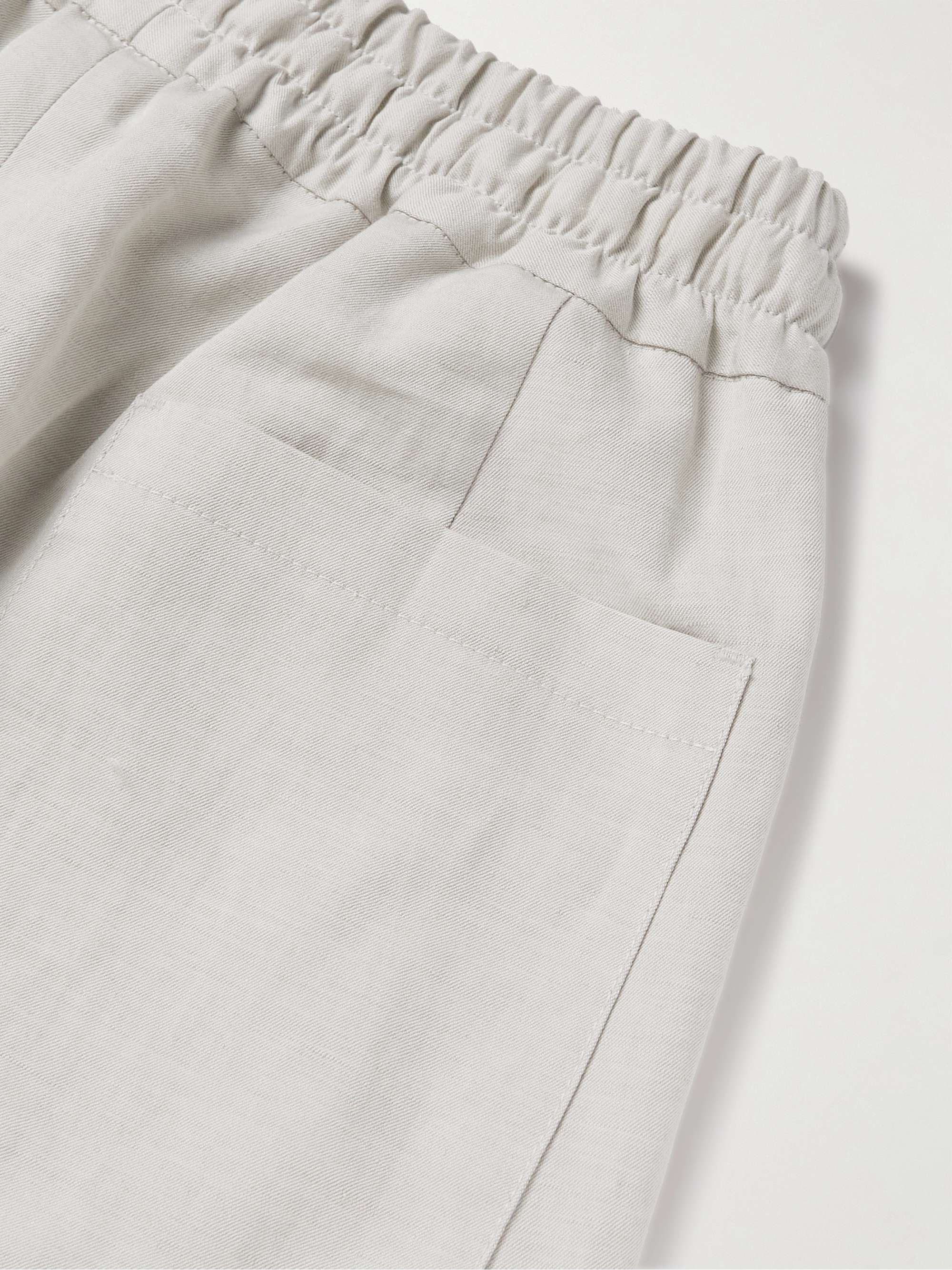 KINGSMAN Straight-Leg Linen and Cotton-Blend Twill Drawstring Trousers