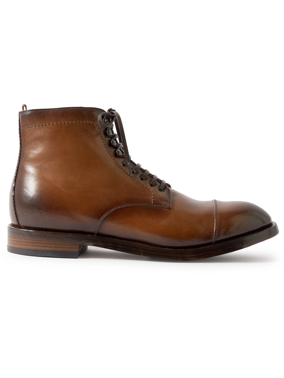 Officine Creative Temple Burnished-leather Boots In Brown