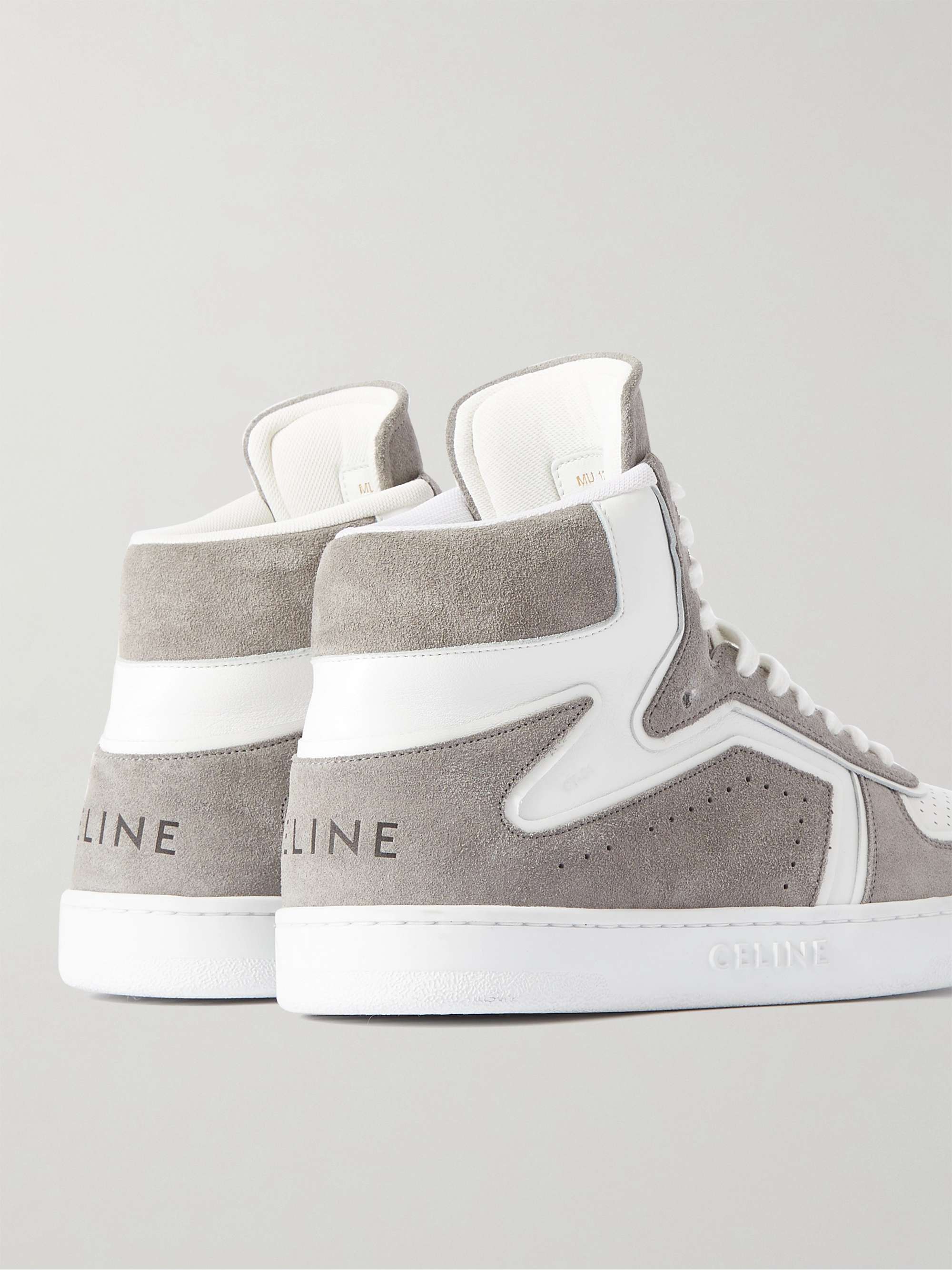 CELINE HOMME Z Suede and Leather High-Top Sneakers