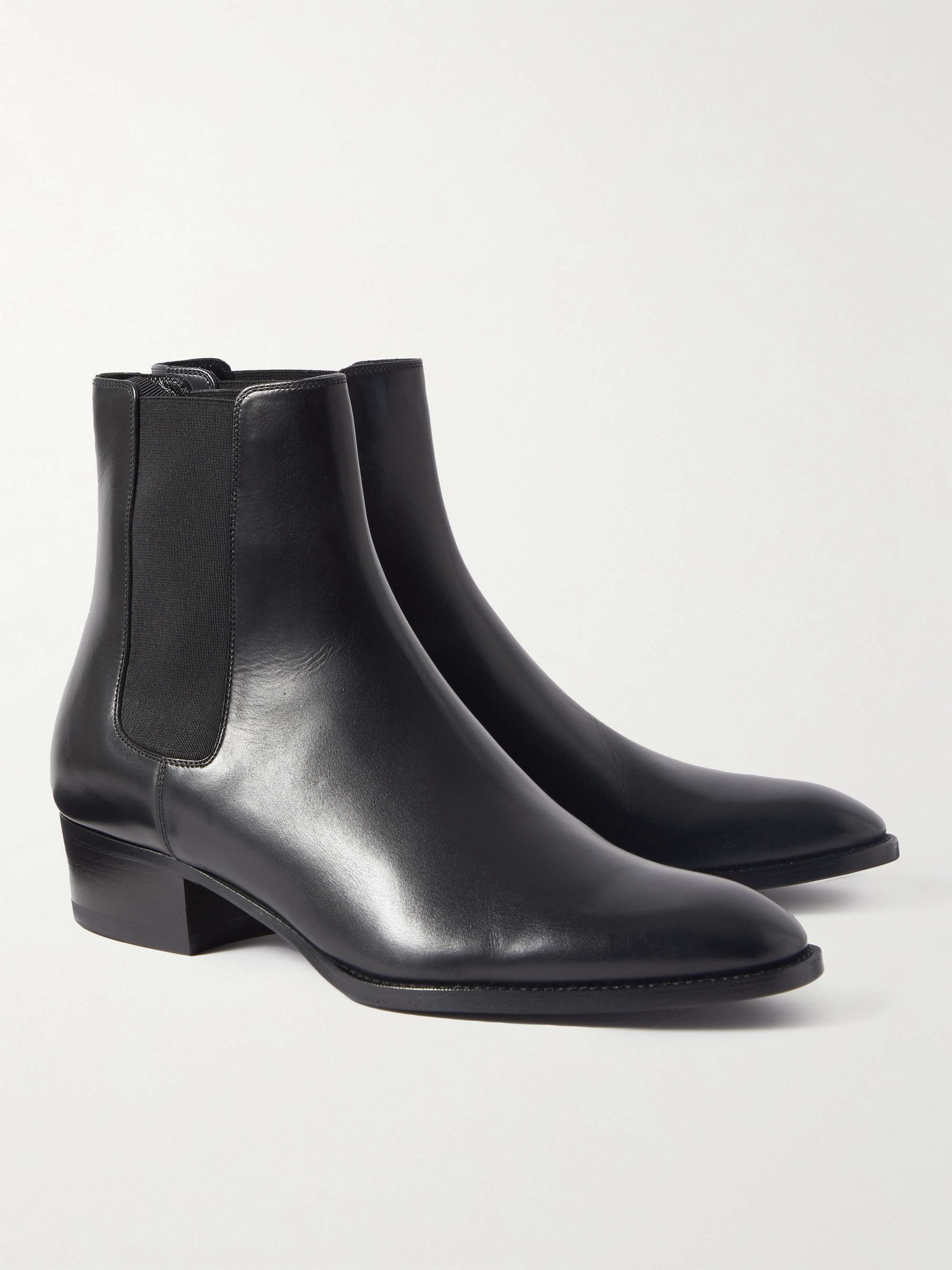 CELINE HOMME Drugstore Glossed-Leather Chelsea Boots