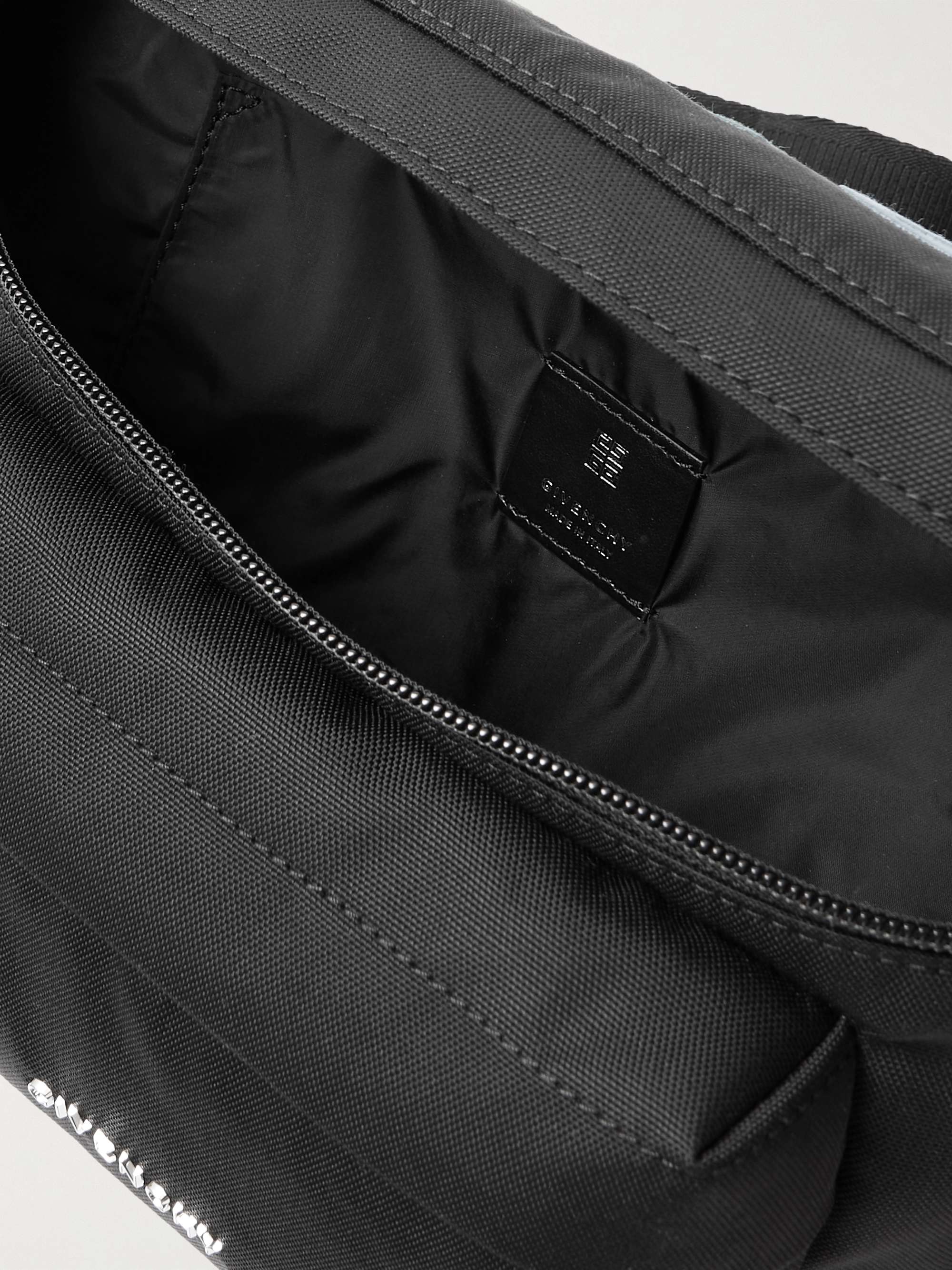 GIVENCHY Essential U Leather-Trimmed Logo-Embroidered Canvas Belt Bag