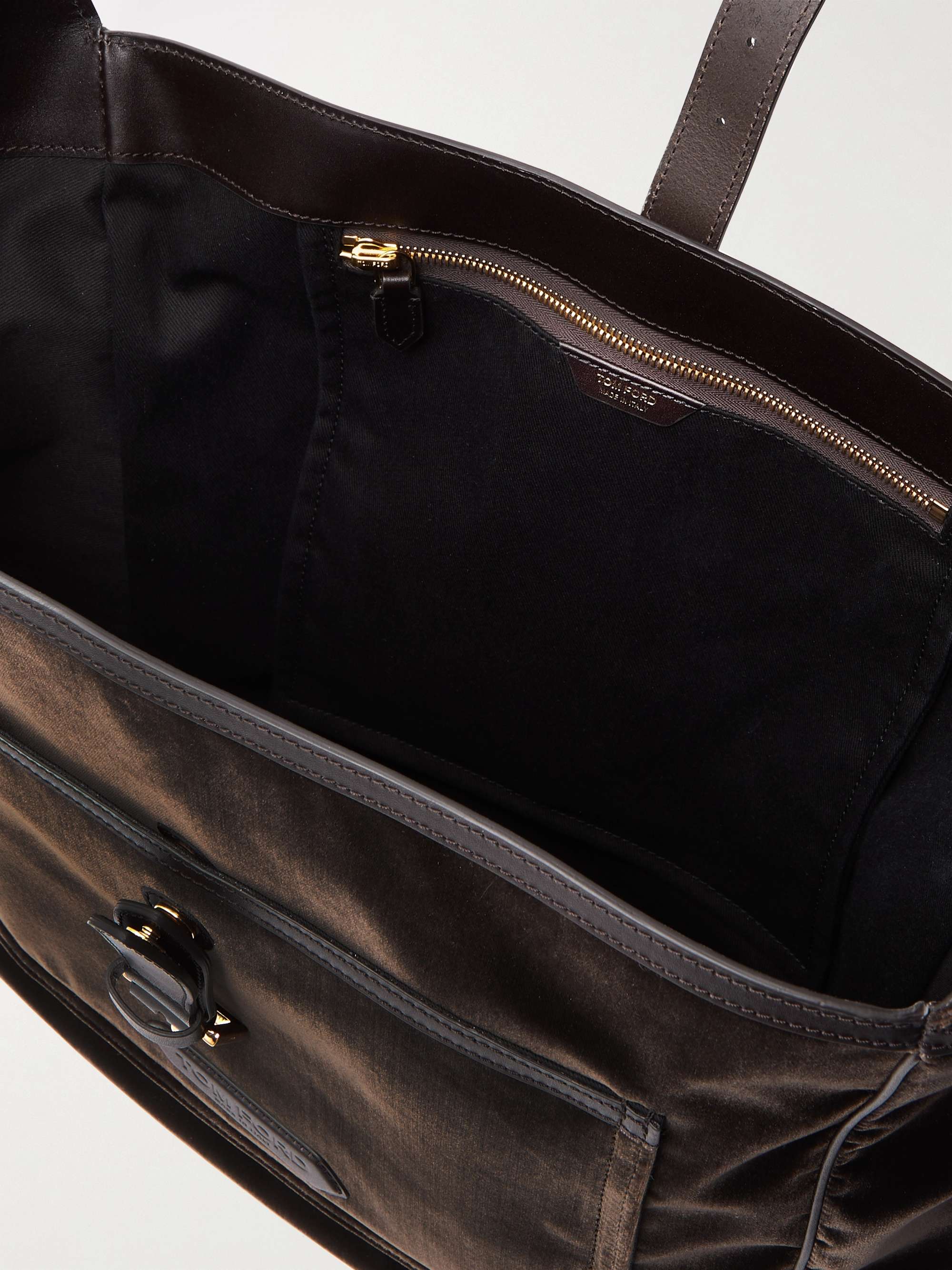 TOM FORD Leather-Trimmed Velvet Tote Bag