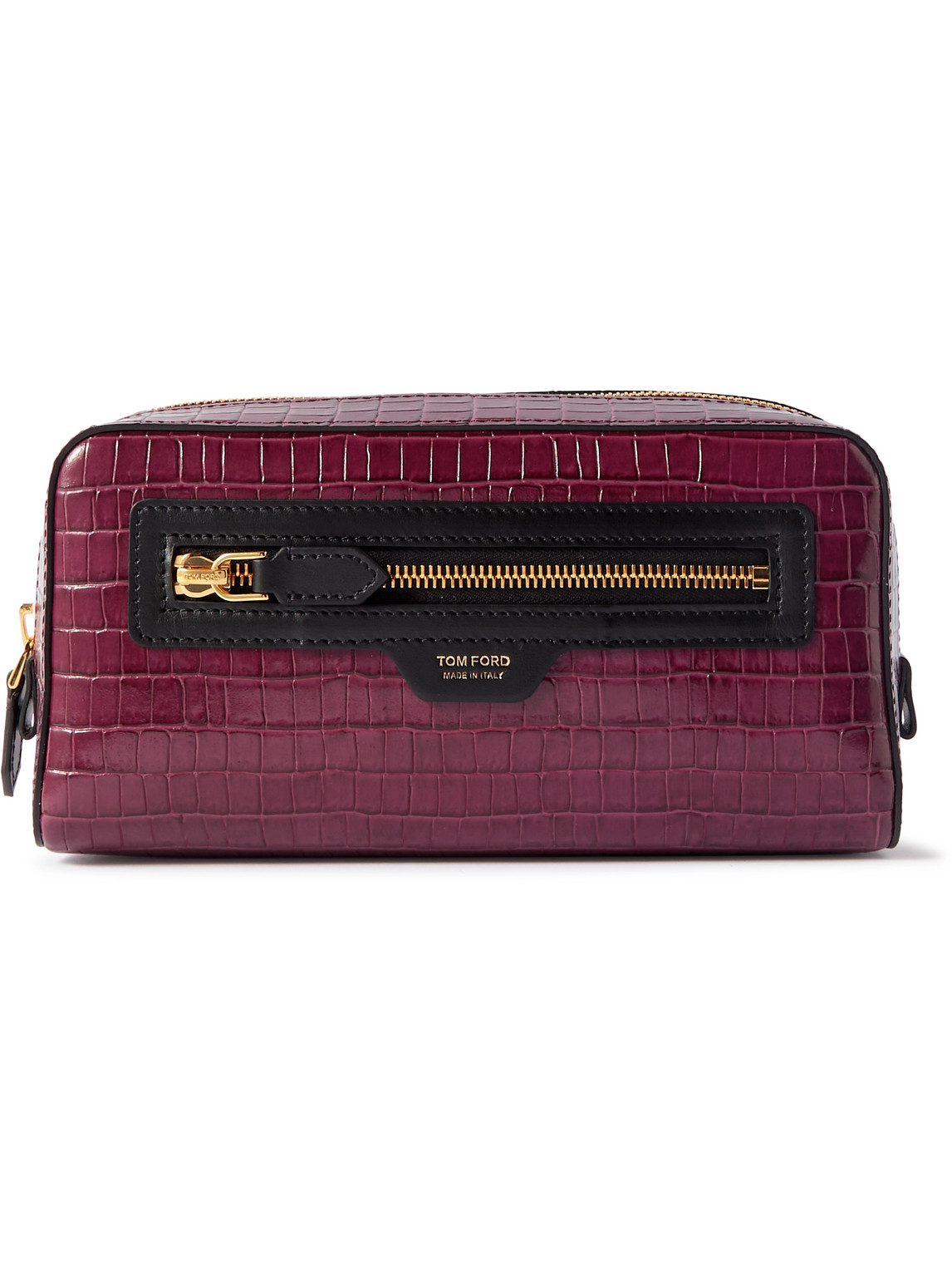 Tom Ford Croc-effect Leather Wash Bag In Red