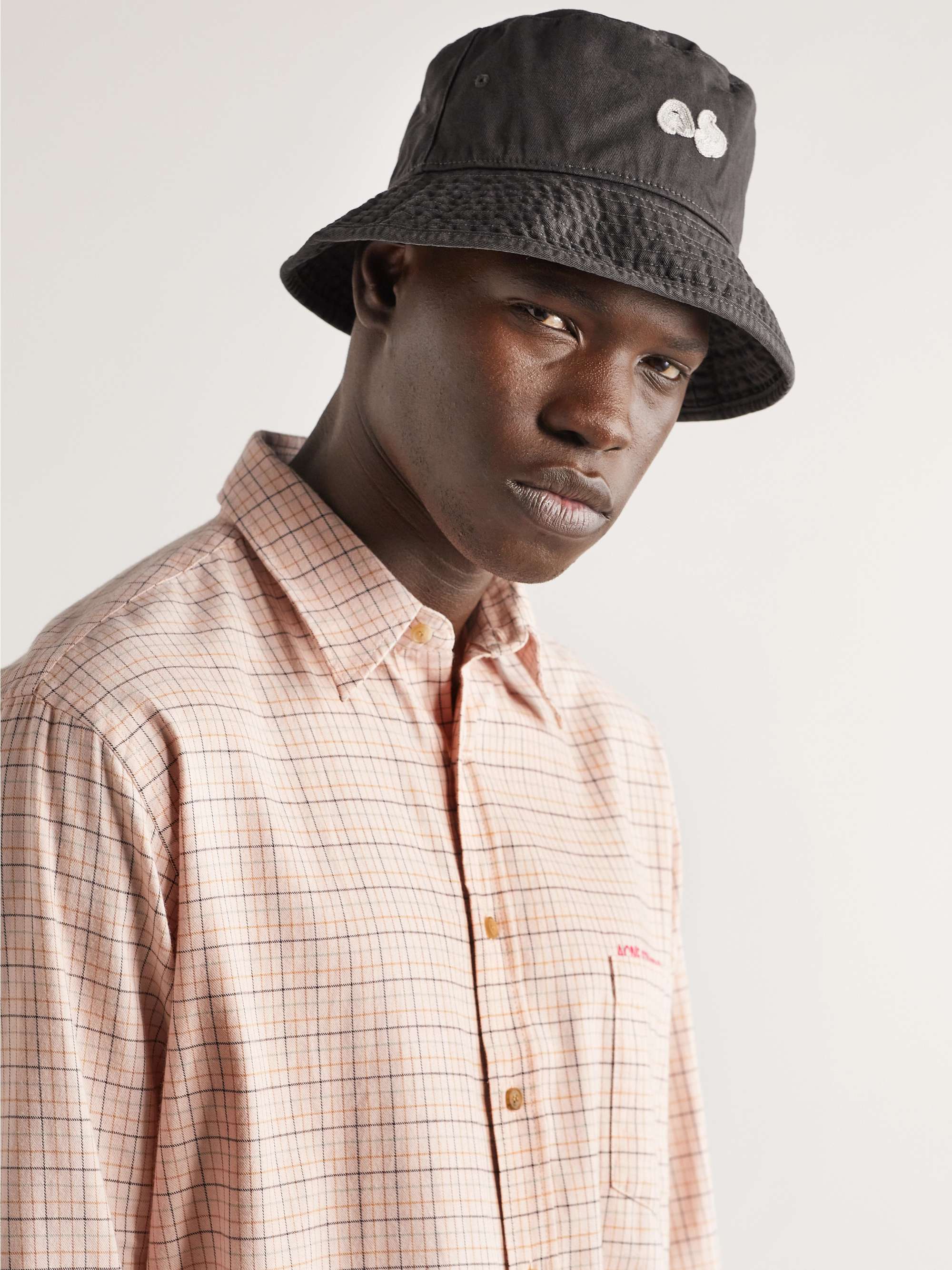 ACNE STUDIOS Logo-Appliquéd Garment-Dyed Cotton-Twill Bucket Hat