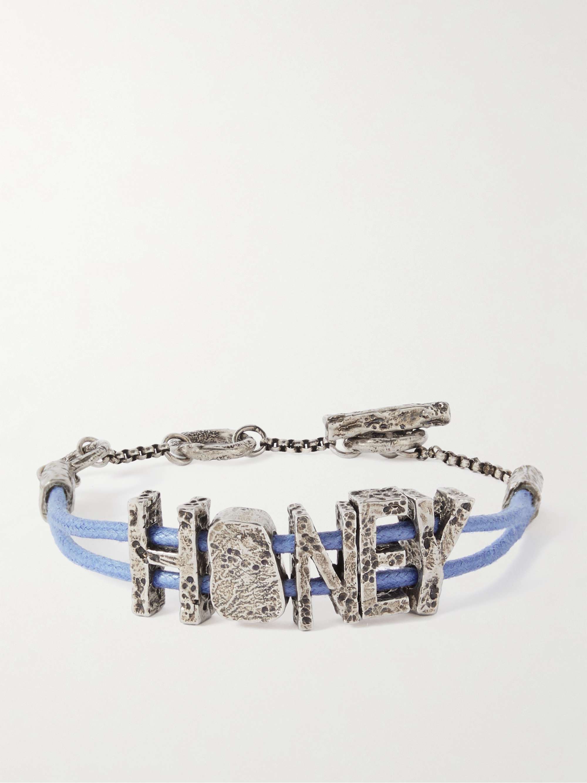 ACNE STUDIOS Peace Silver-Tone and Cord Bracelet