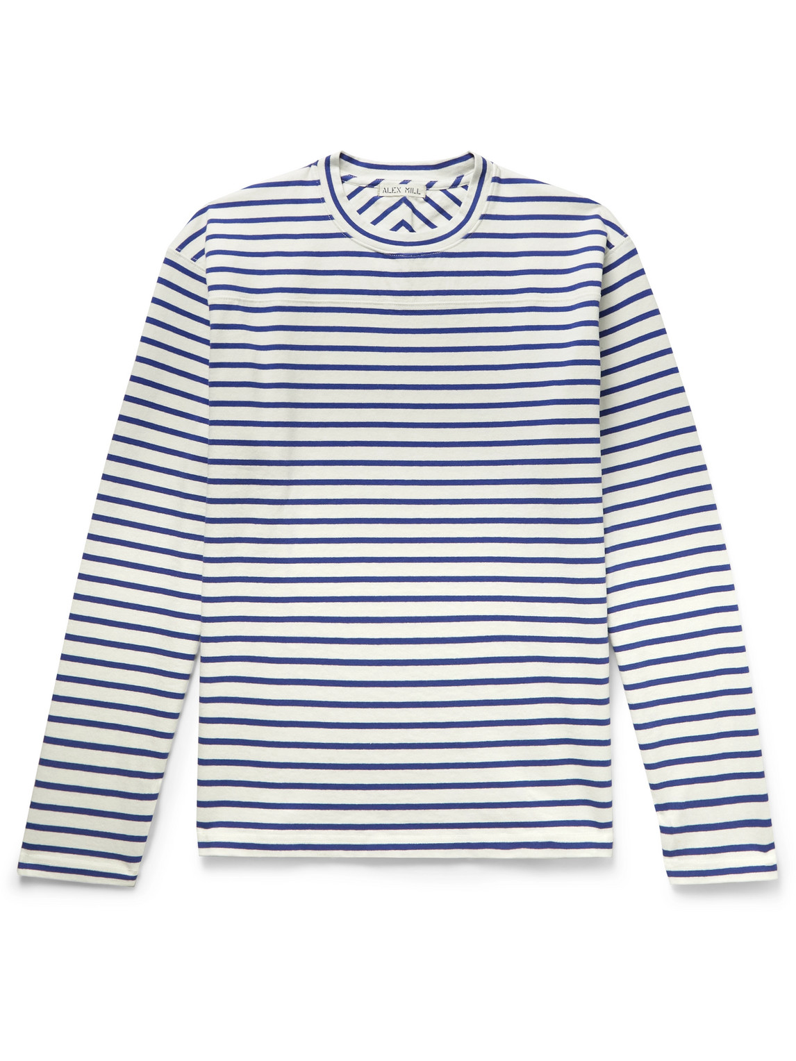 Alex Mill Touch Down Striped Bci Cotton-jersey T-shirt In Blue