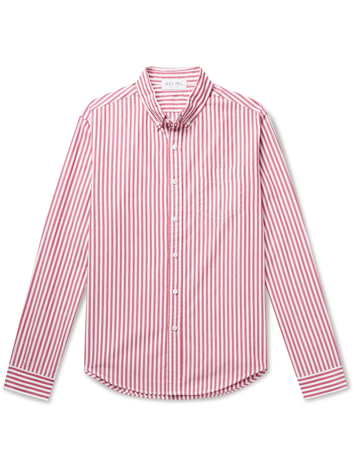 Alex Mill Standard Button-down Collar Striped Bci Cotton Shirt In Pepper/ White