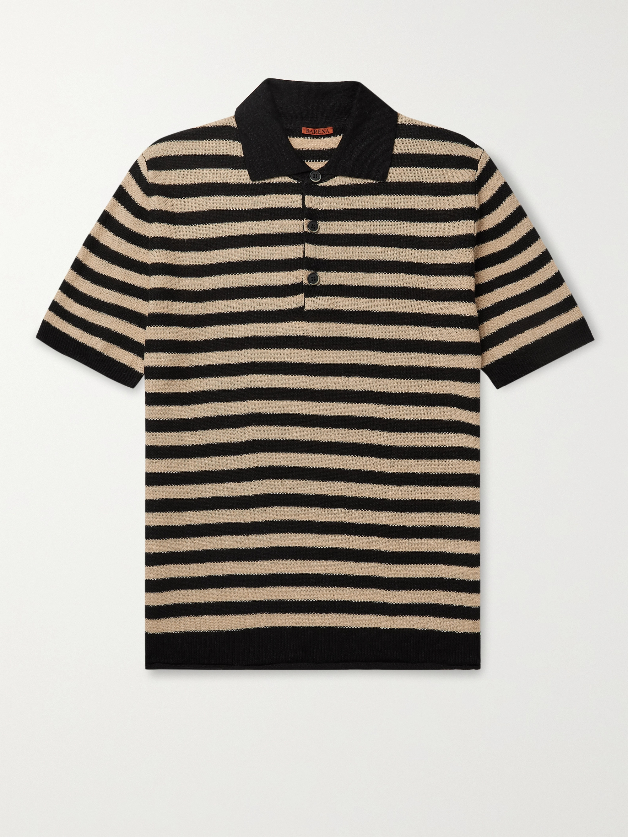 BARENA Marco Striped Linen Polo Shirt