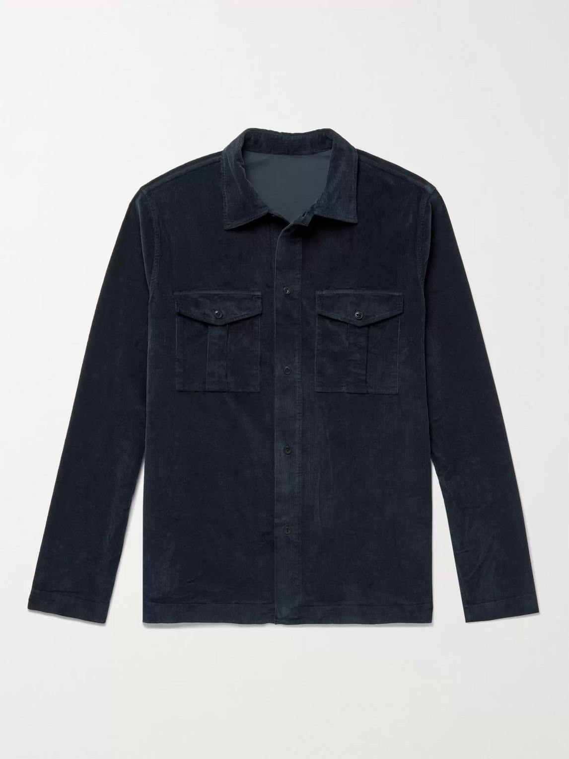 Incotex Cotton-blend Corduroy Overshirt In Blue