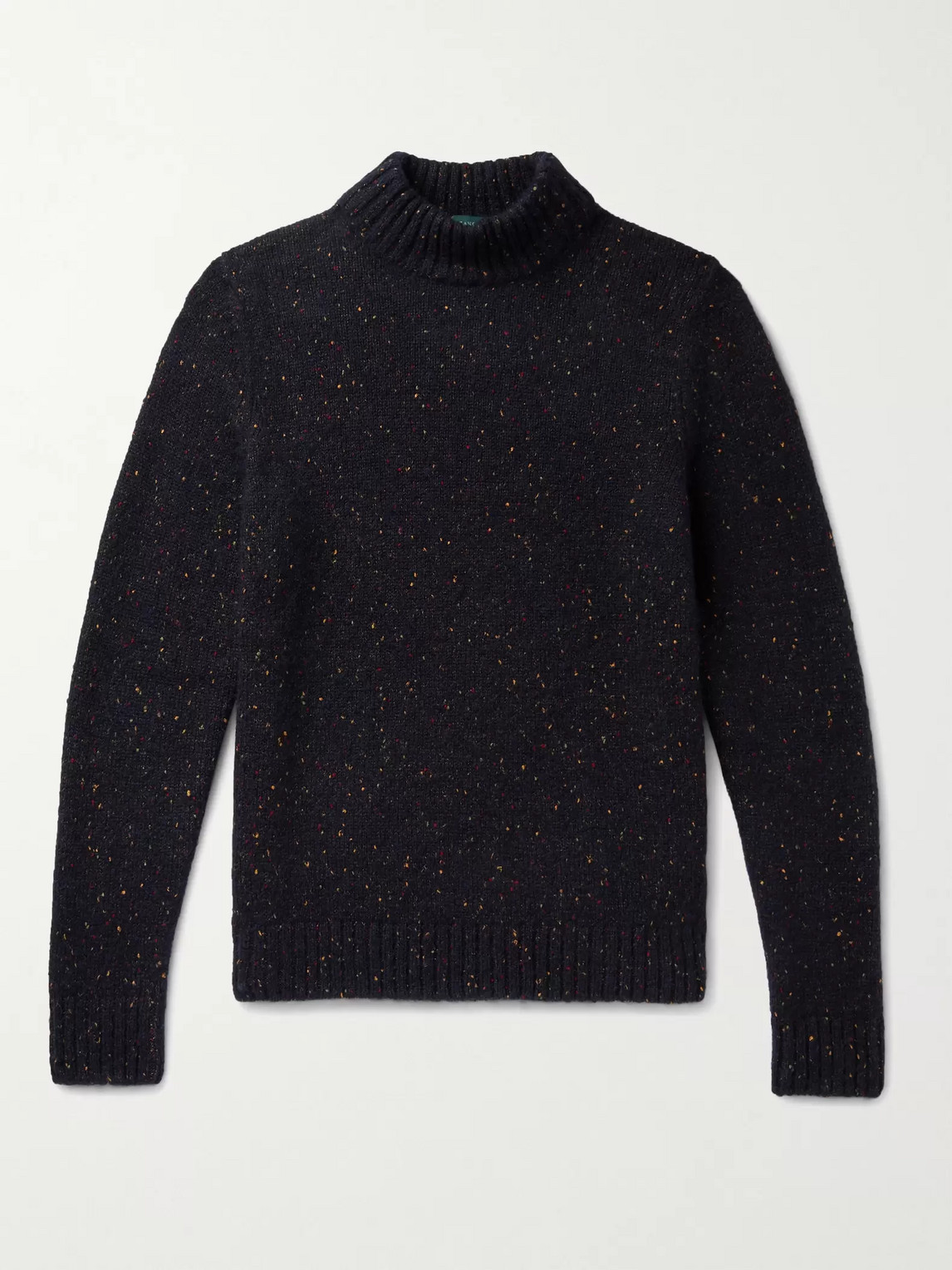 Incotex Donegal Knitted Mock-neck Sweater In Blue