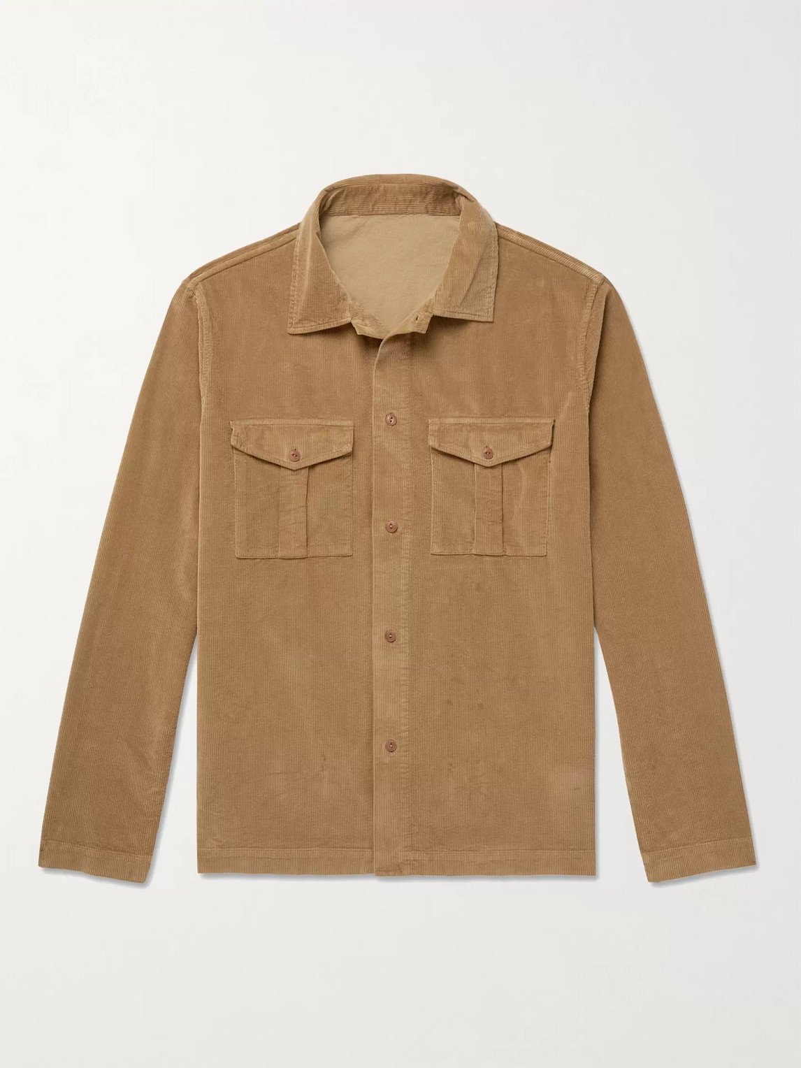Incotex Cotton-blend Corduroy Overshirt In Brown