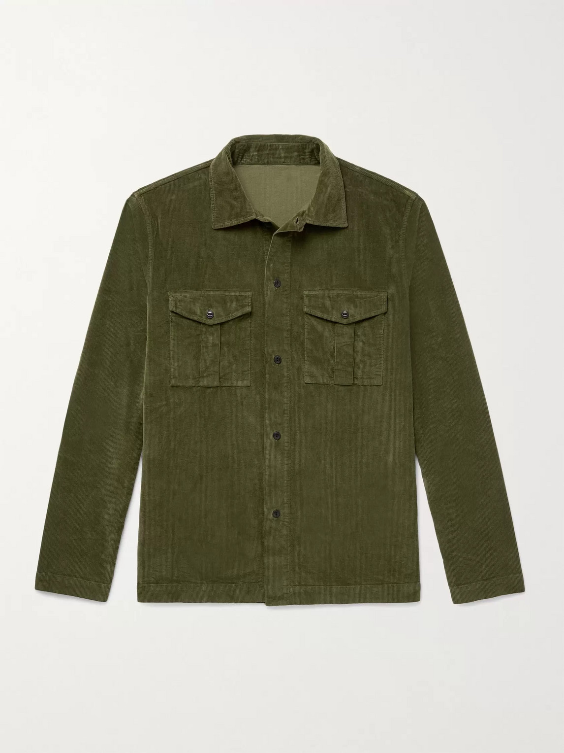 Incotex Cotton-blend Corduroy Overshirt In Green