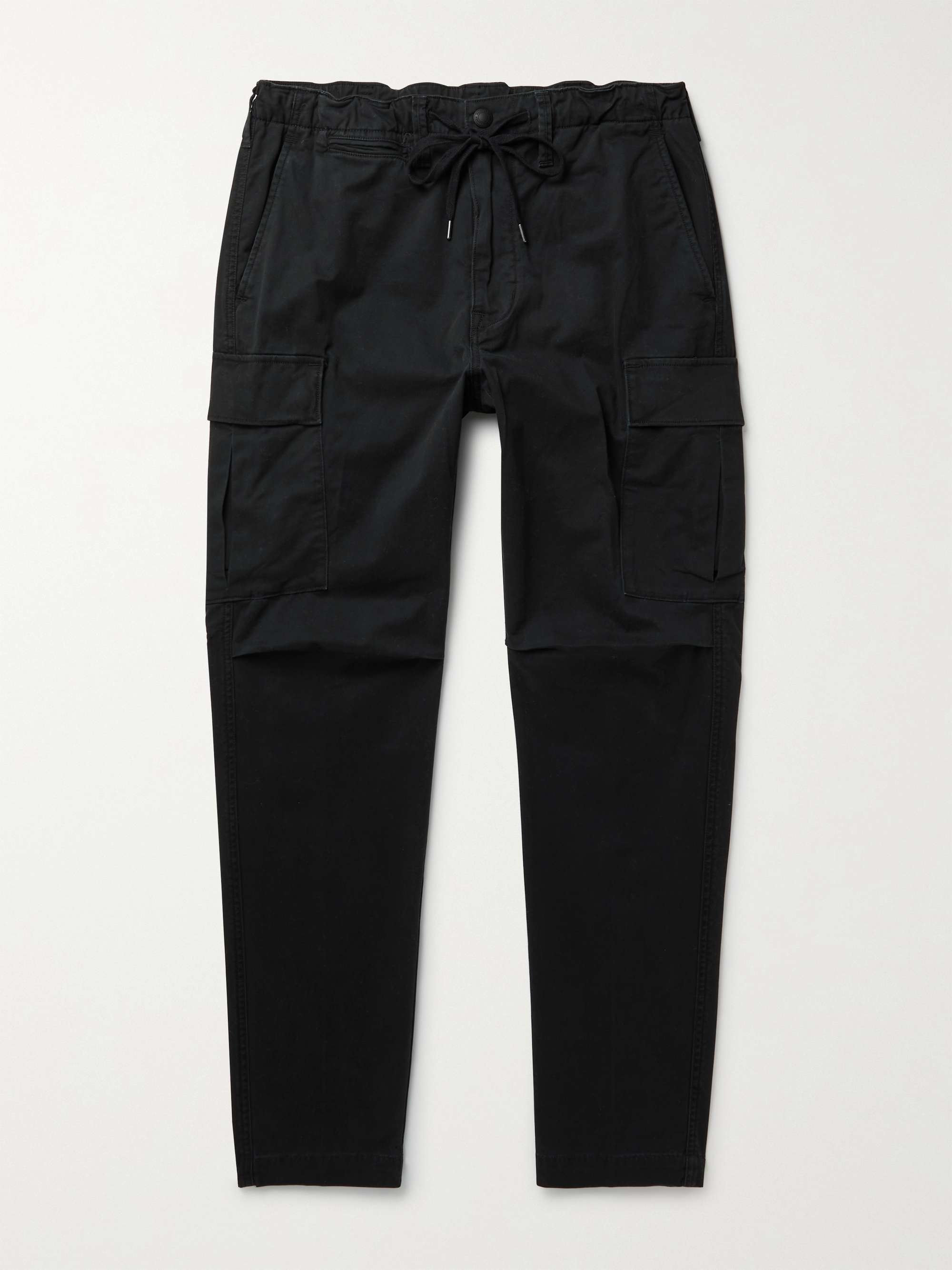 POLO RALPH LAUREN Tapered Stretch-Cotton Twill Drawstring Cargo Trousers,Black