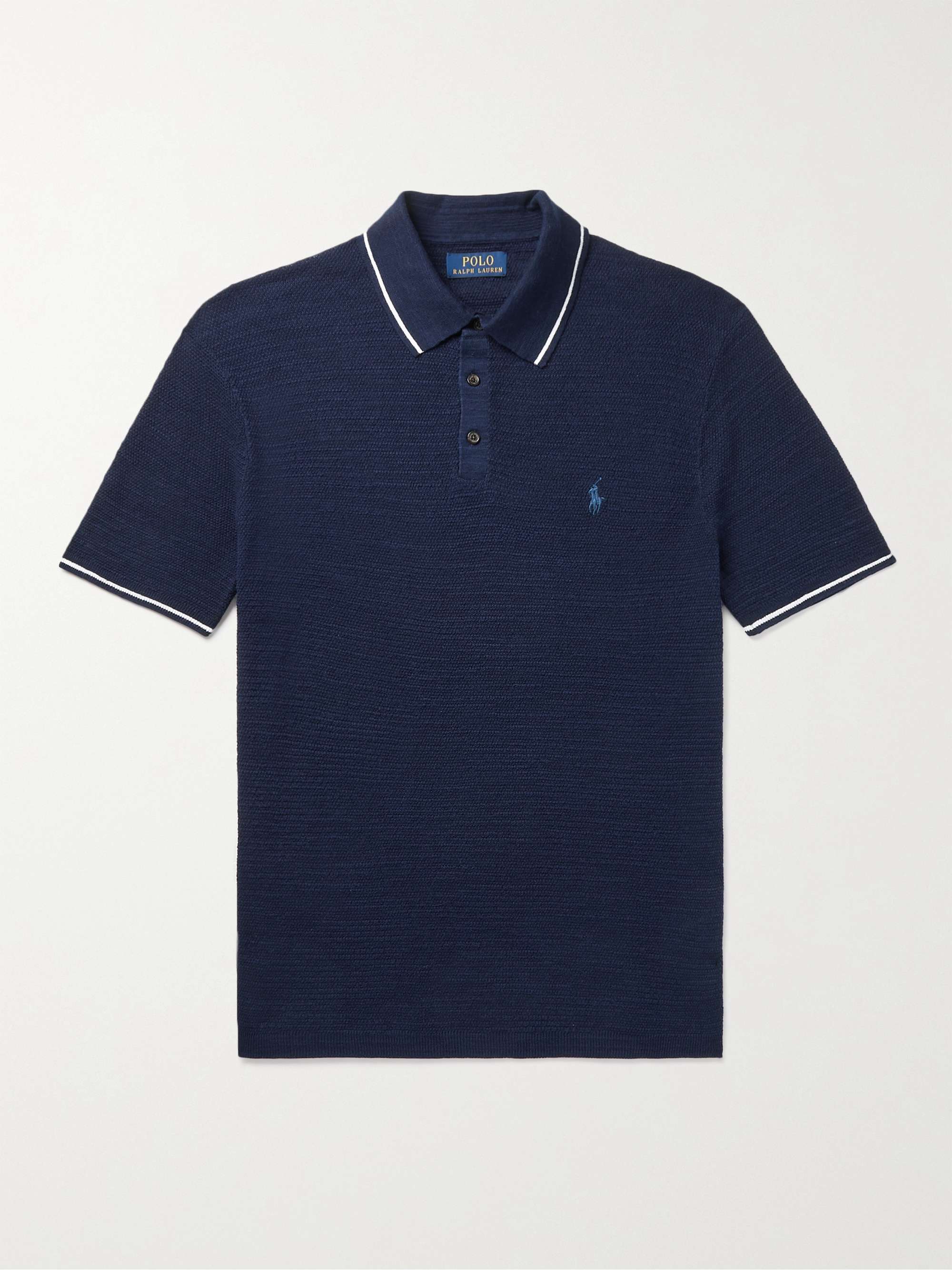 POLO RALPH LAUREN Slim-Fit Logo-Embroidered Cotton and Linen-Blend Polo Shirt