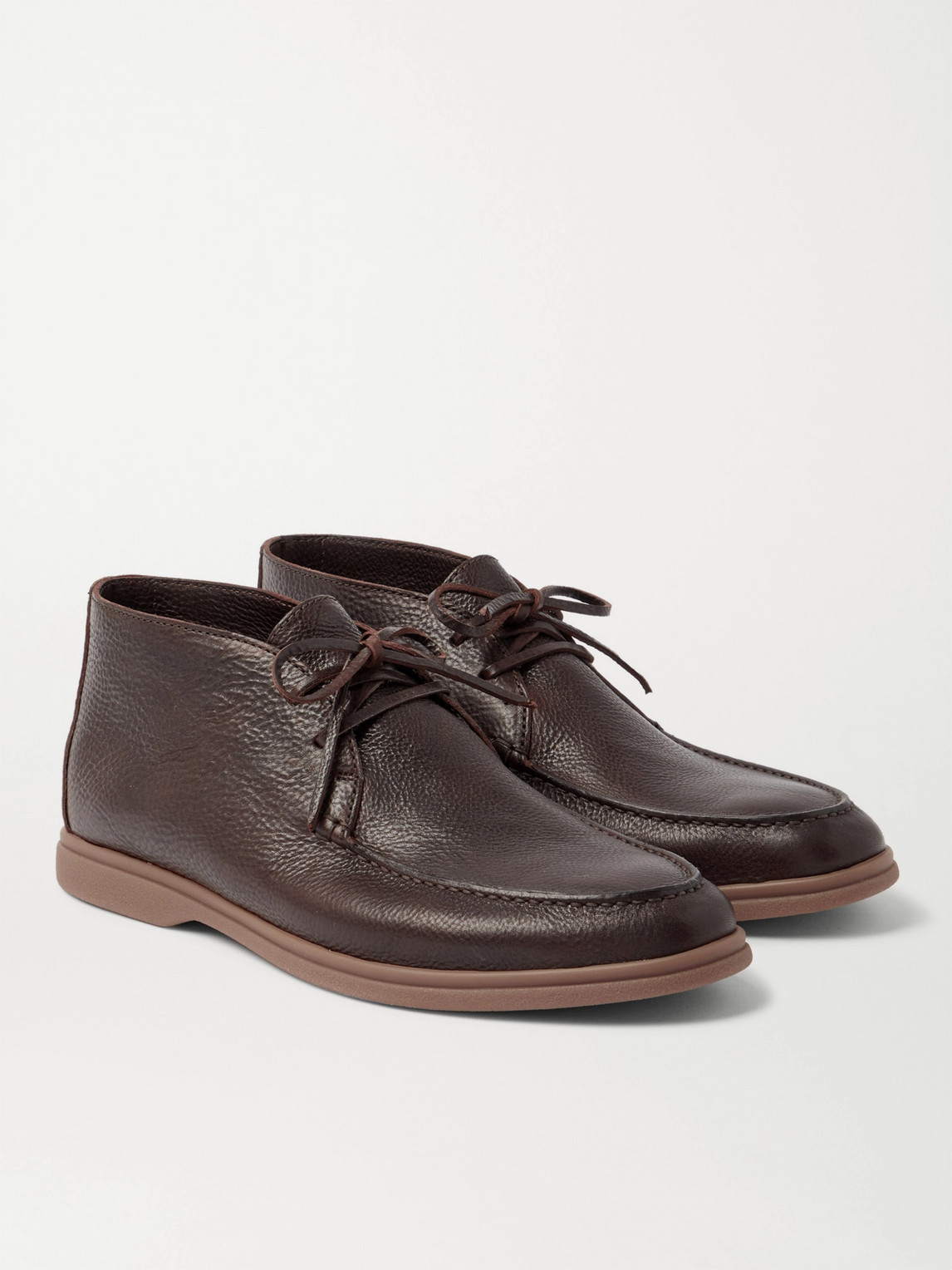 Brunello Cucinelli Full-grain Leather Chukka Boots In Brown