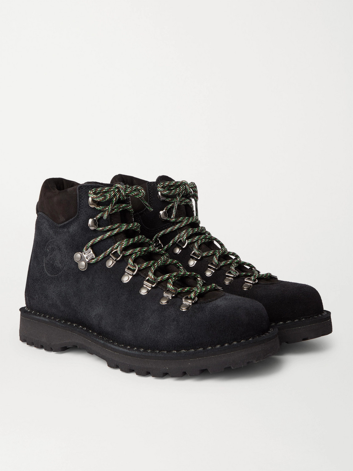 Diemme Roccia Vet Leather-trimmed Suede Hiking Boots In Black