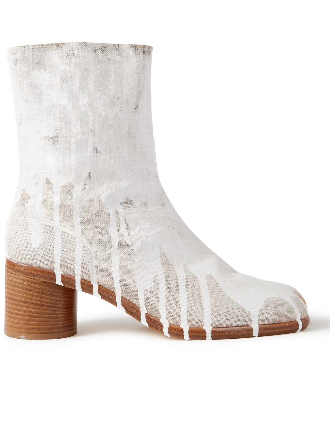 Maison Margiela Tabi Painted Linen Boots In White