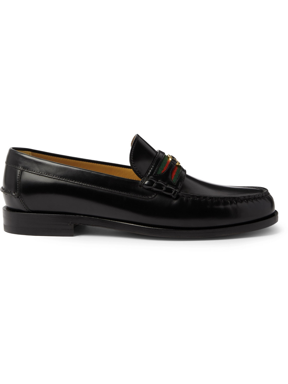 Kaveh Webbing-Trimmed Leather Loafers