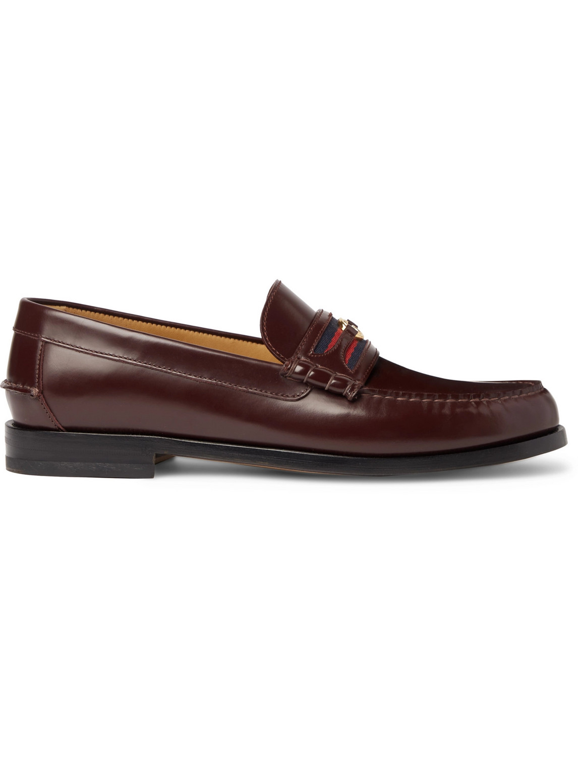 Kaveh Webbing-Trimmed Leather Loafers