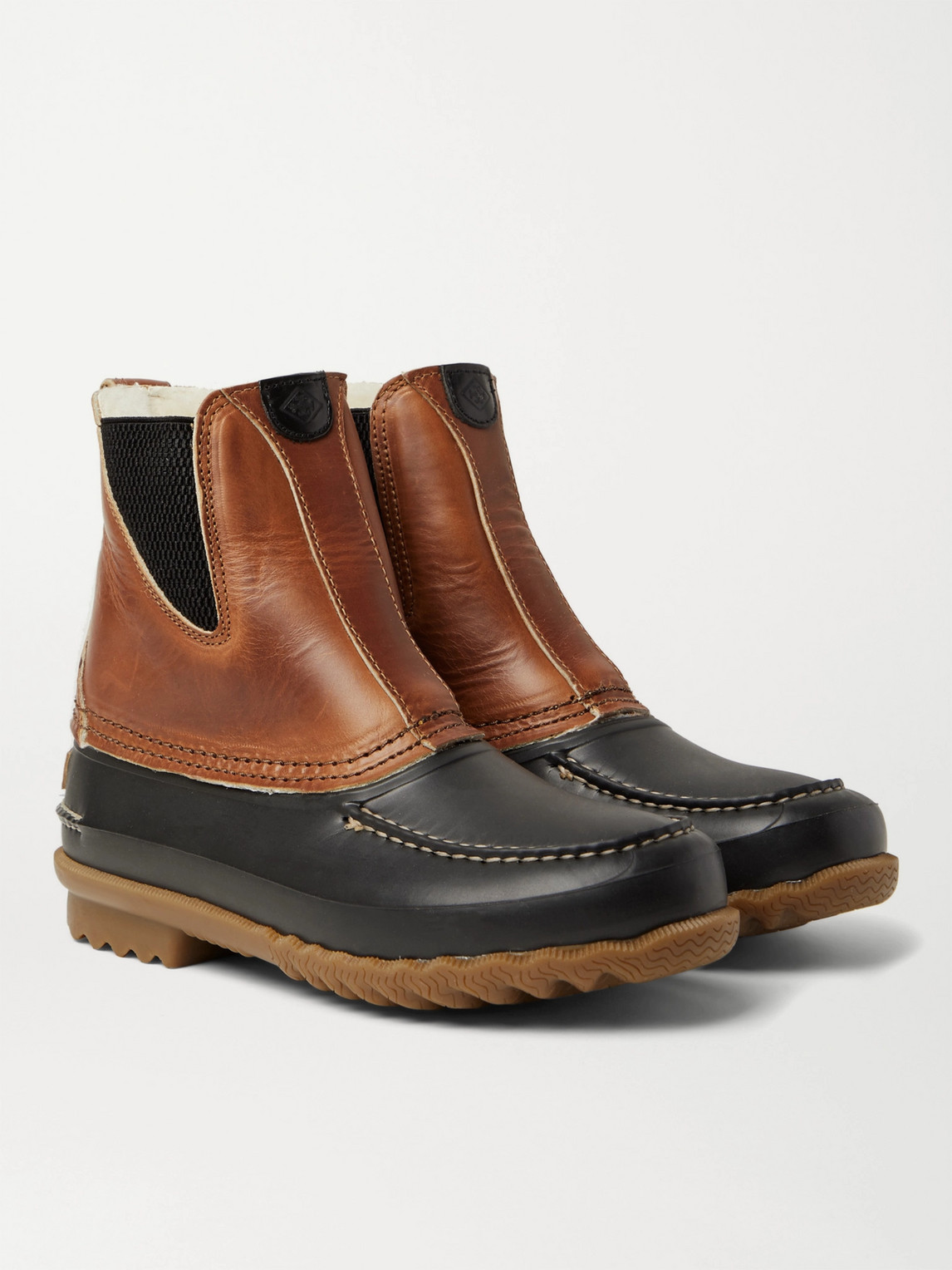 QUODDY BARN SHEARLING-LINED LEATHER AND EVA BOOTS