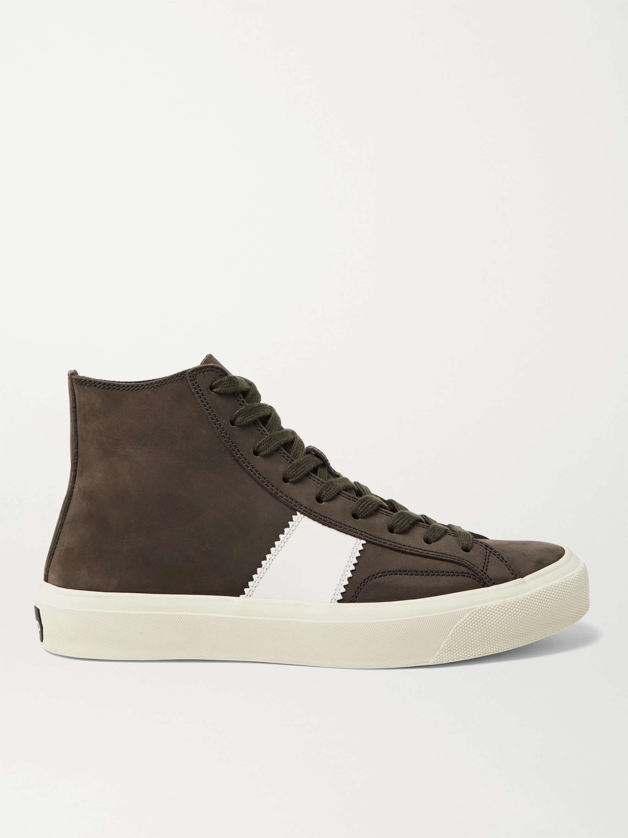 TOM FORD Cambridge Leather-Trimmed Suede High-Top Sneakers