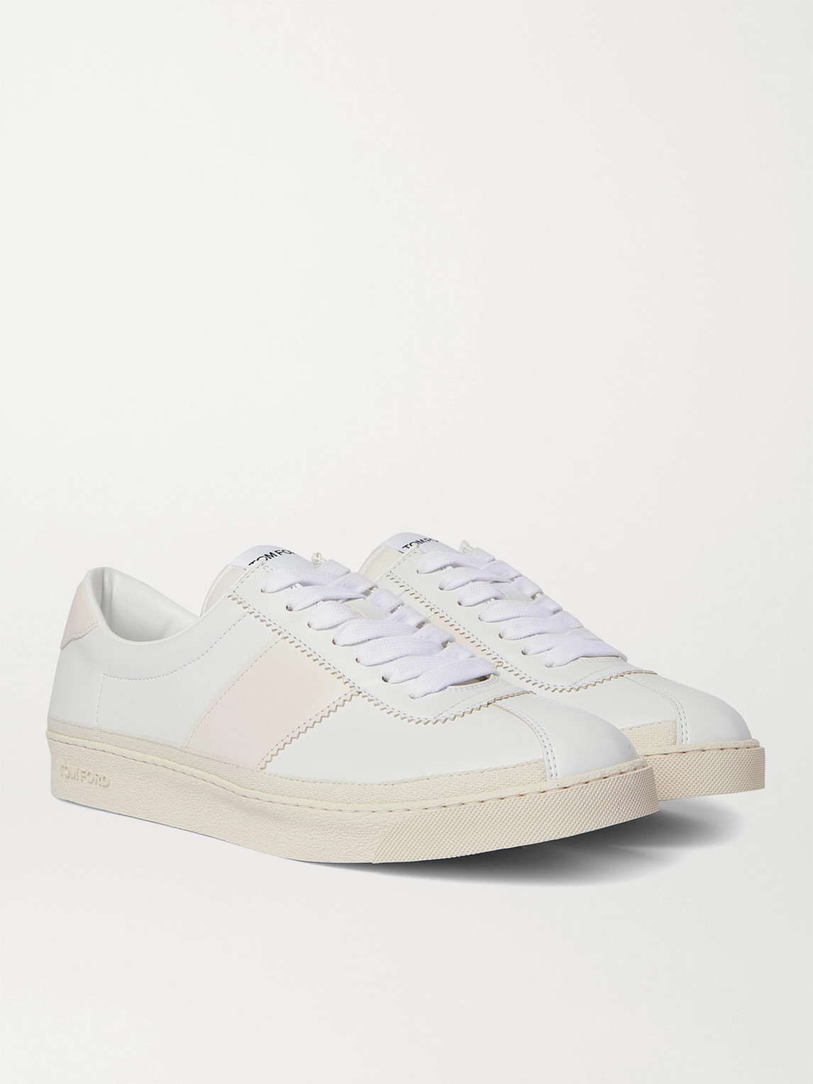 Tom Ford Bannister Panelled Faux Leather Sneakers In White