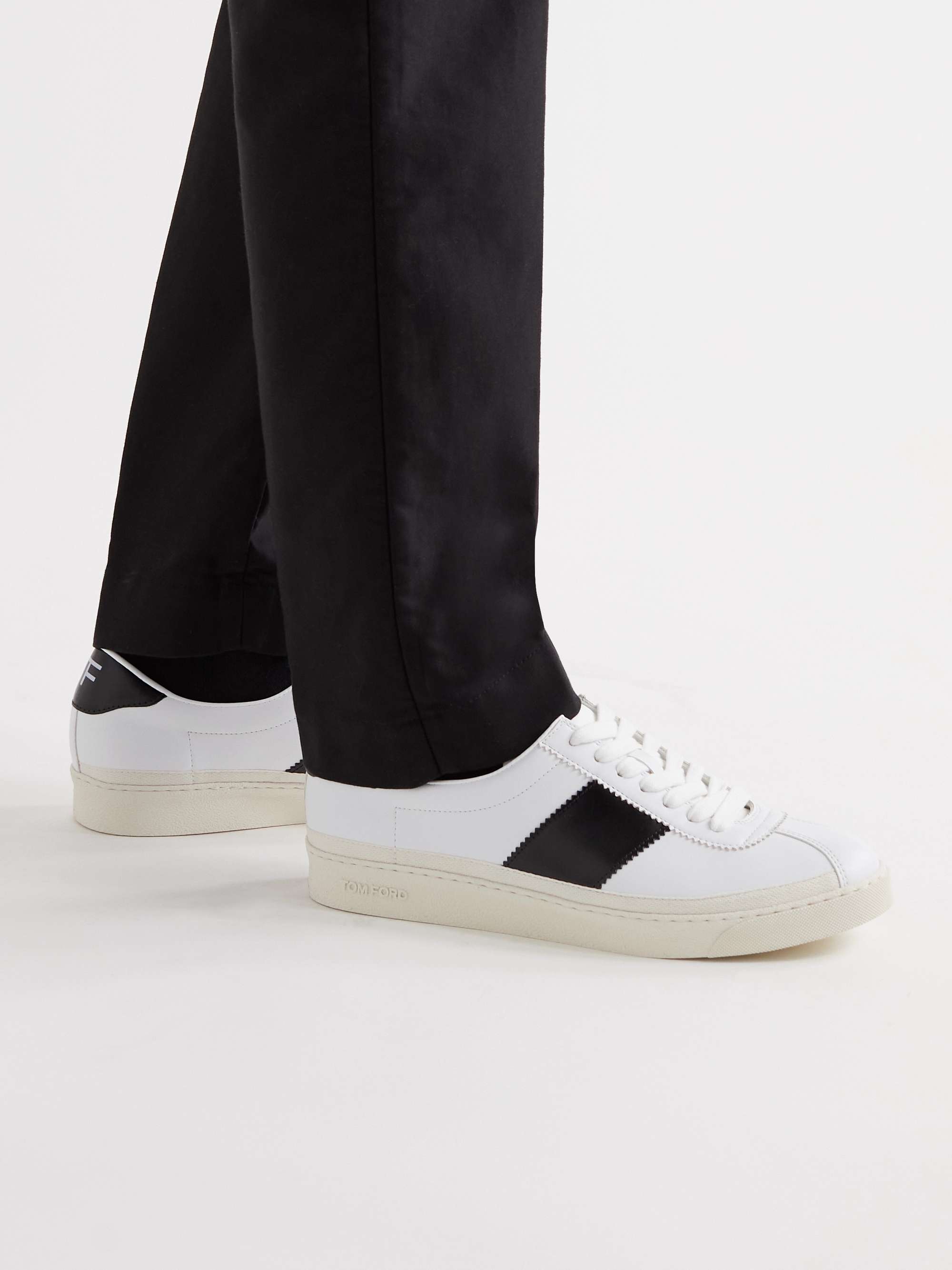 White Bannister Leather Sneakers | TOM FORD | MR PORTER
