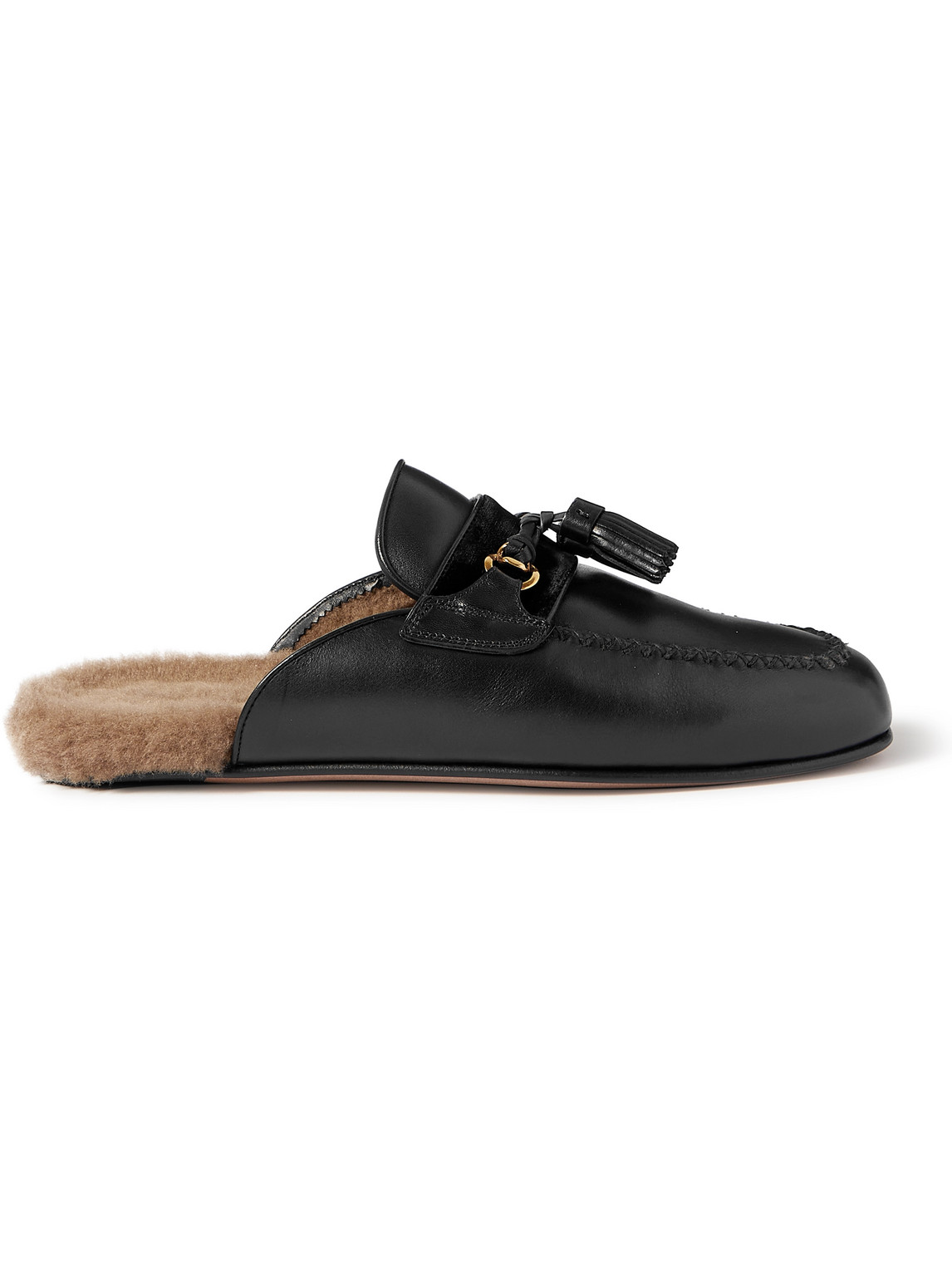 Tom Ford STEPHAN SHEARLING-LINED LEATHER TASSELLED BACKLESS LOAFERS