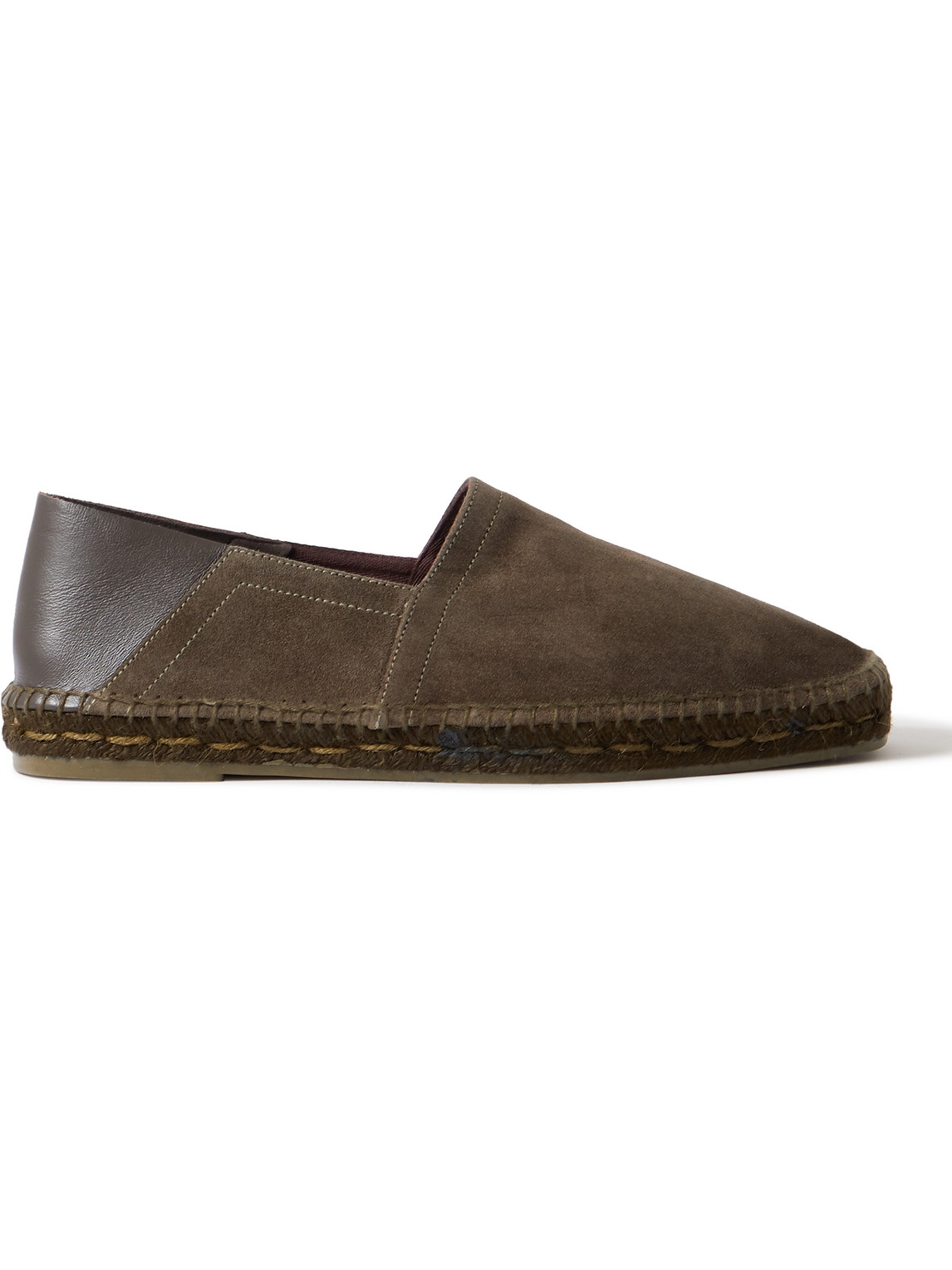 Tom Ford Barnes Collapsible-heel Leather-trimmed Suede Espadrilles In Green