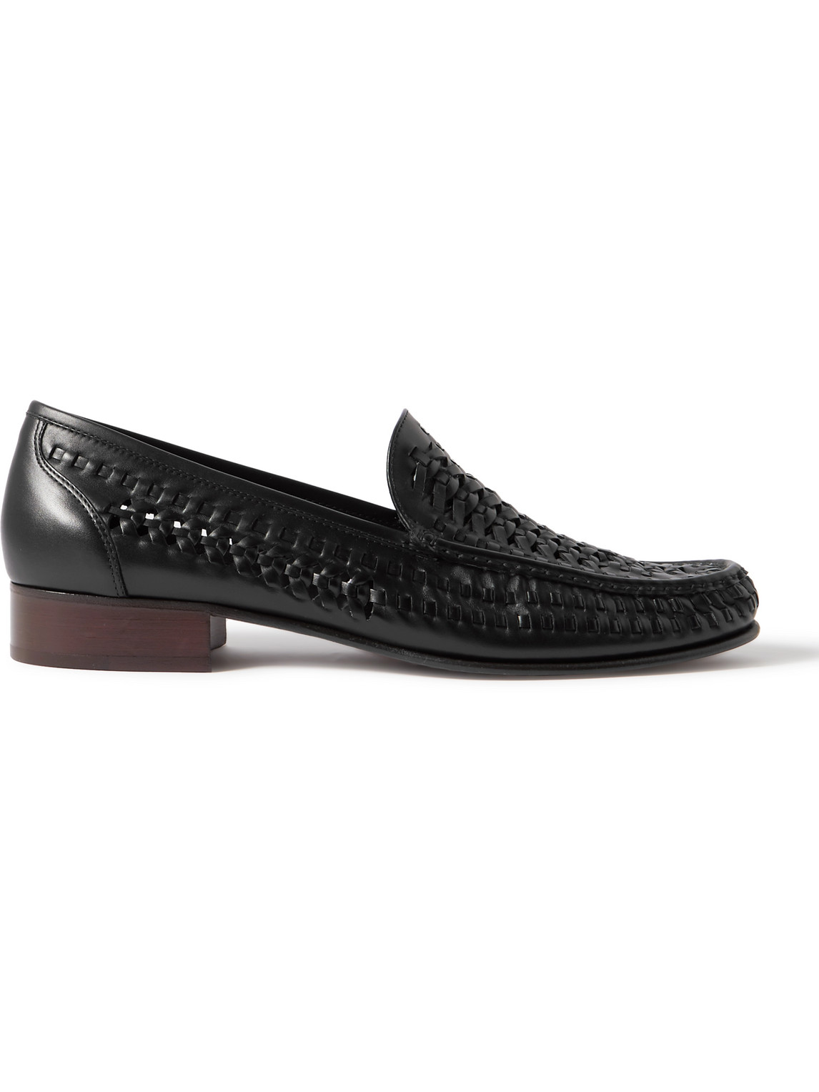 SAINT LAURENT SWANN WOVEN LEATHER LOAFERS